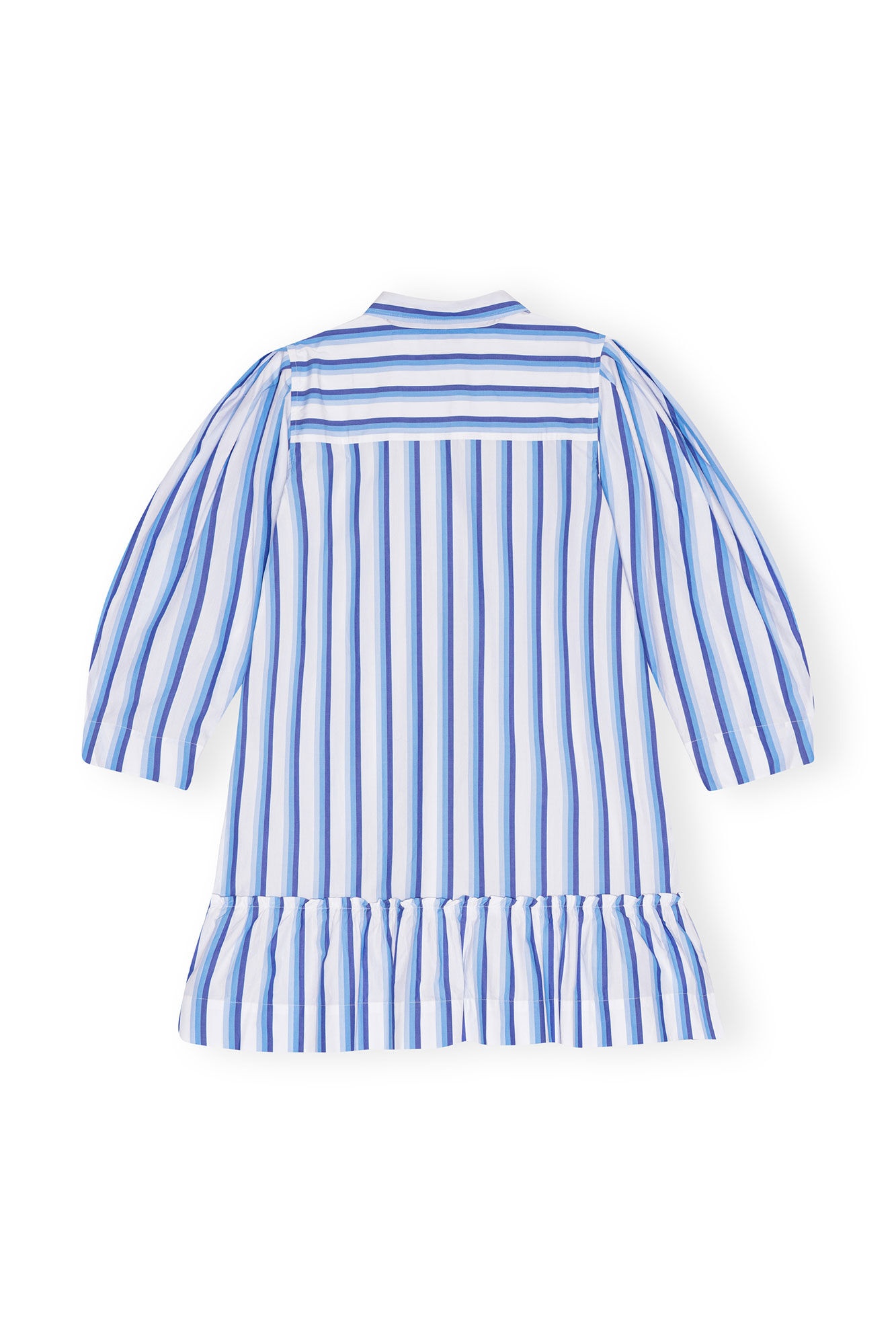 BLUE STRIPED COTTON MINI SHIRT DRESS - 3