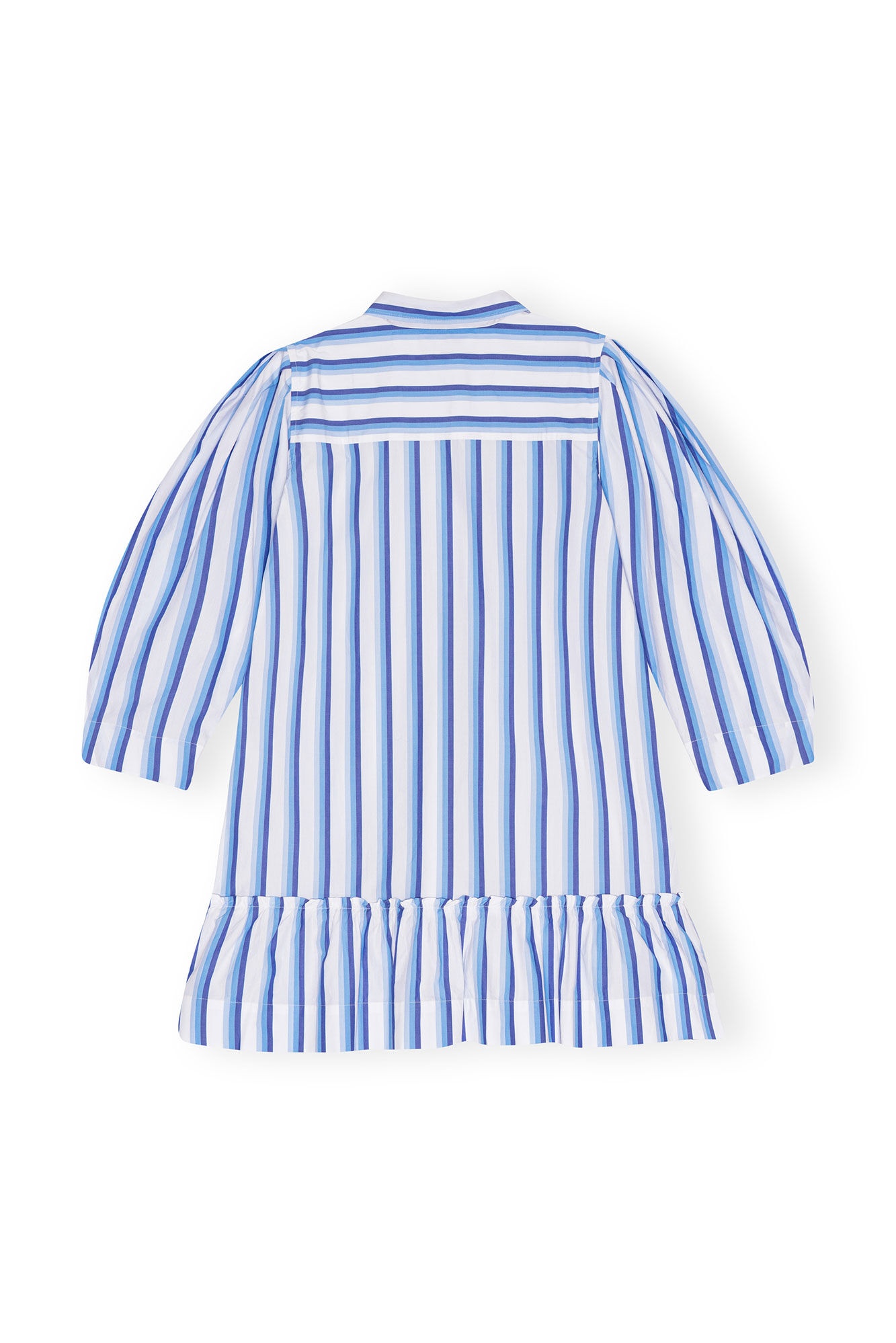 BLUE STRIPED COTTON MINI SHIRT DRESS - 3