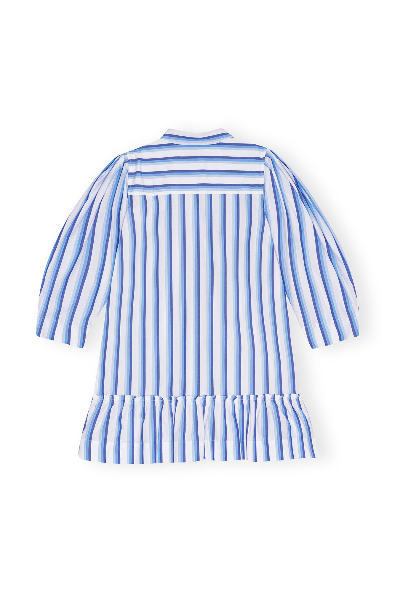 BLUE STRIPED COTTON MINI SHIRT DRESS - 1