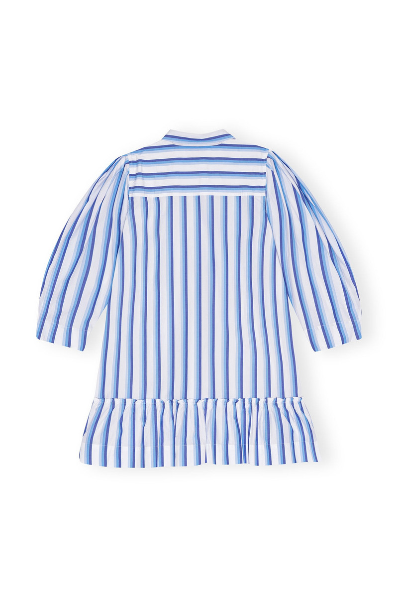 BLUE STRIPED COTTON MINI SHIRT DRESS 3