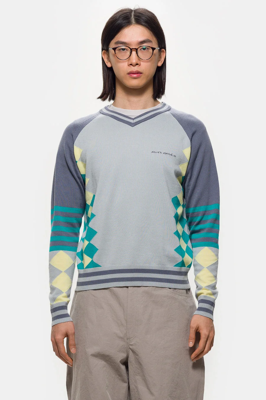 Laricoid Knit Jumper in Blue Haze/Lemon - 1
