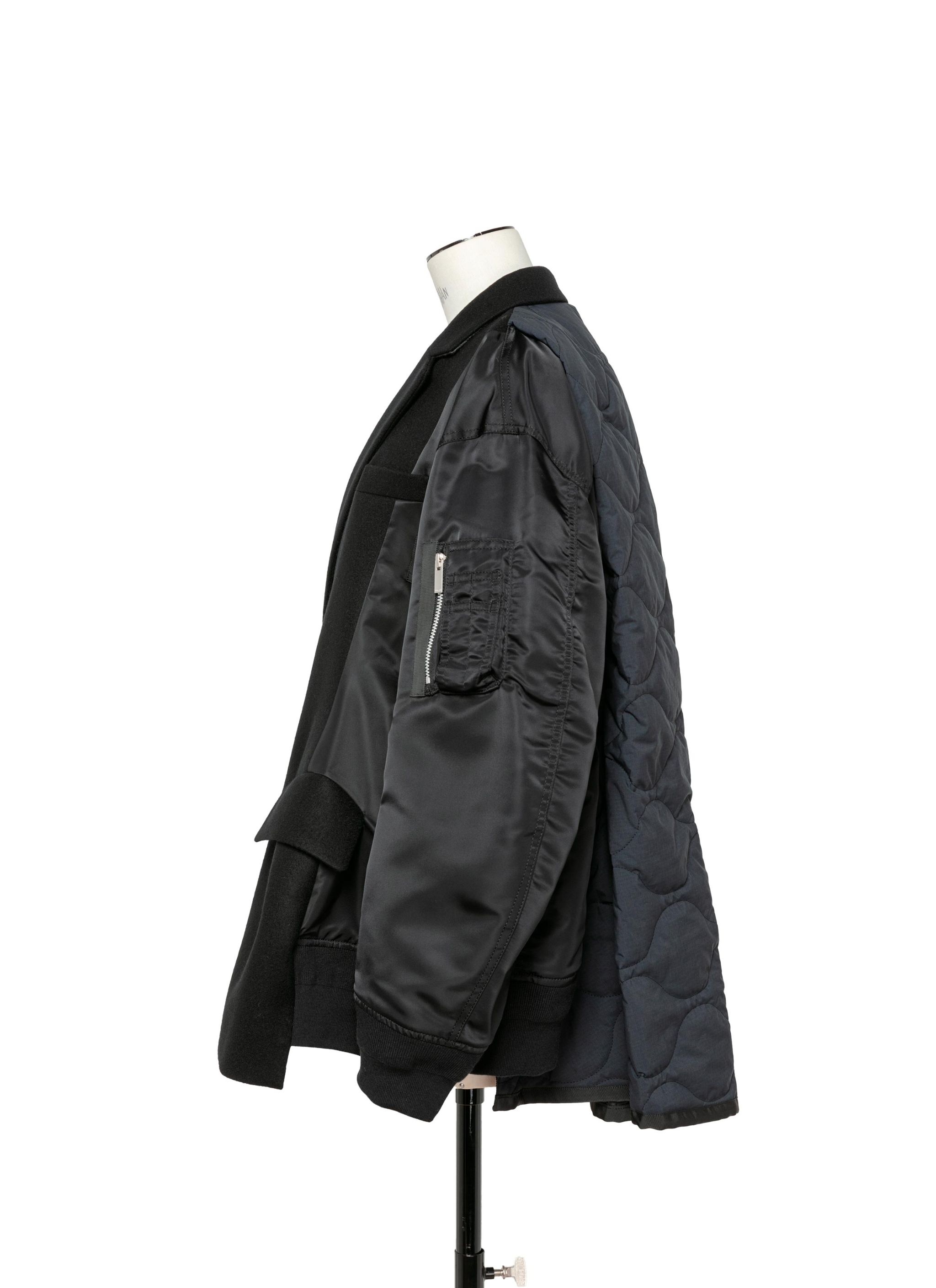 Wool Melton x Nylon Twill Quilted Coat - 3