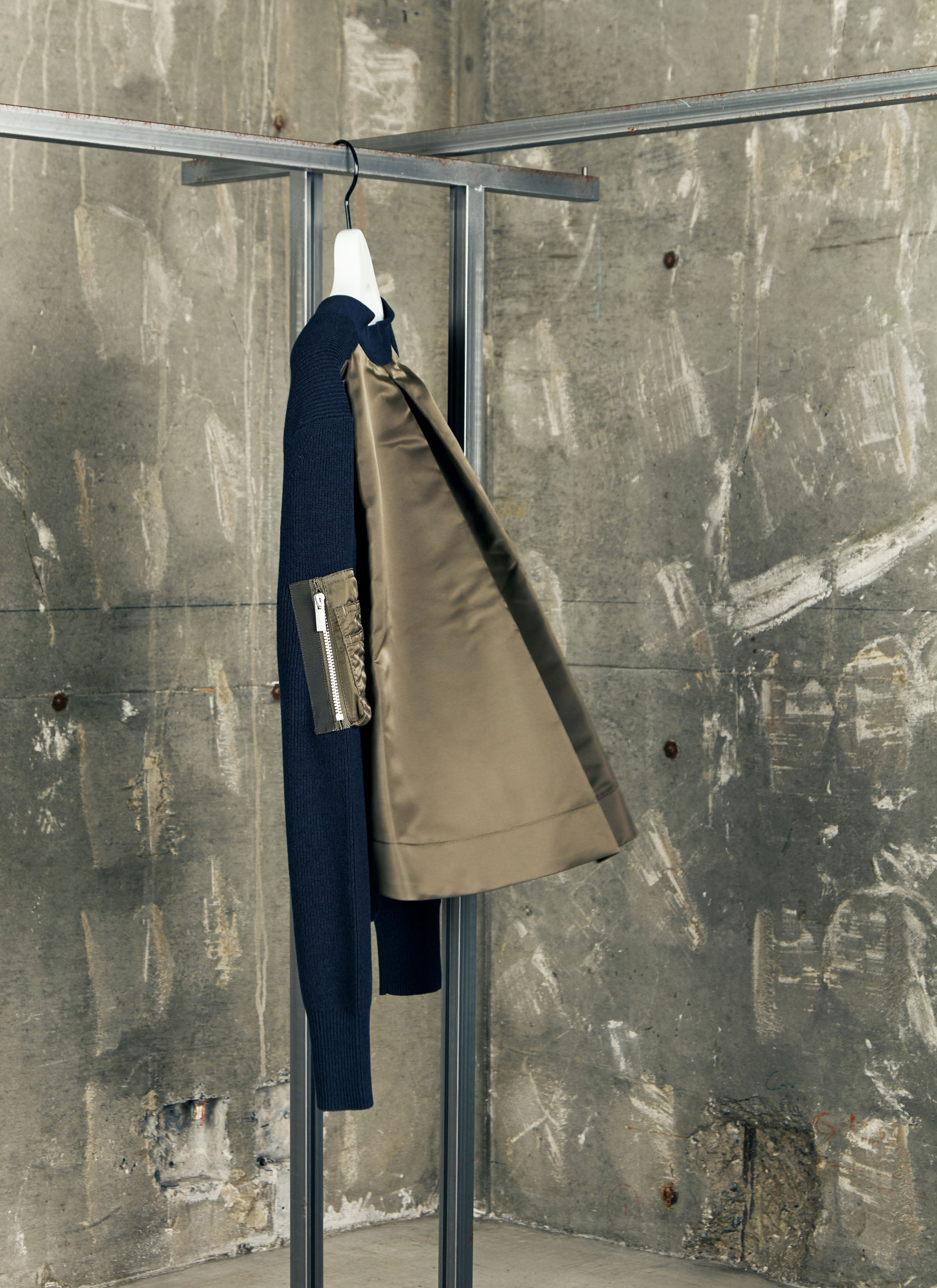 Nylon Twill x Cotton Knit Cardigan - 5