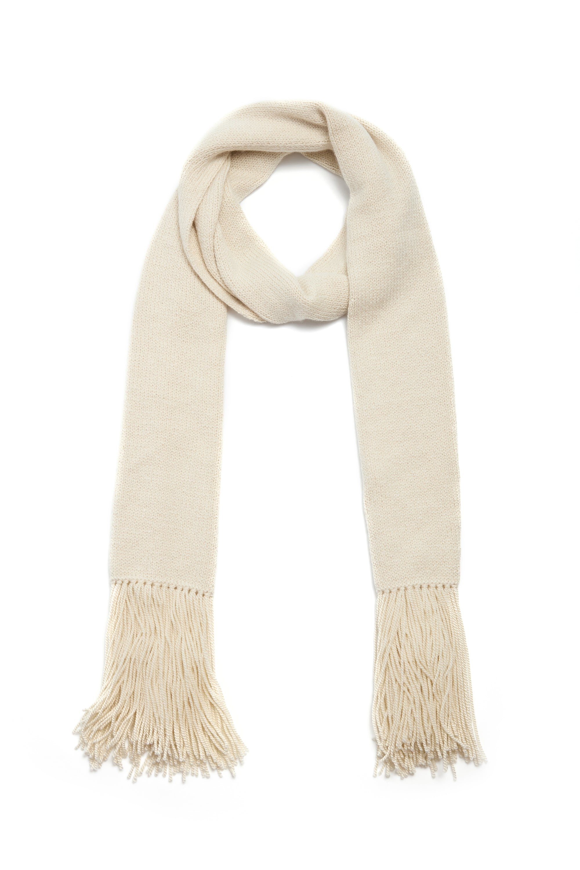 Staffordshire Knit Scarf in Ivory Cashmere - 2