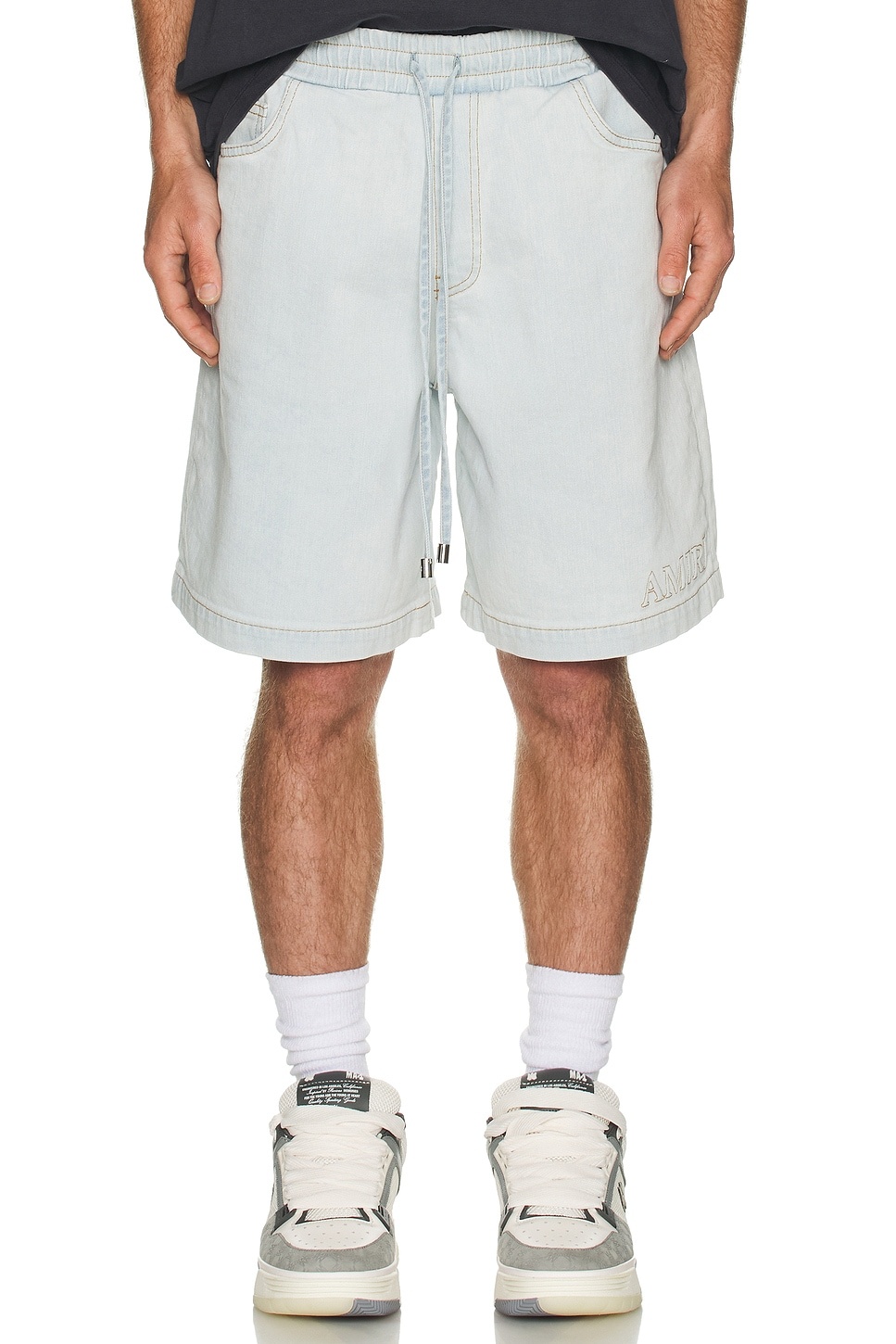 3D 5 Pocket Drawstring Denim Short - 5