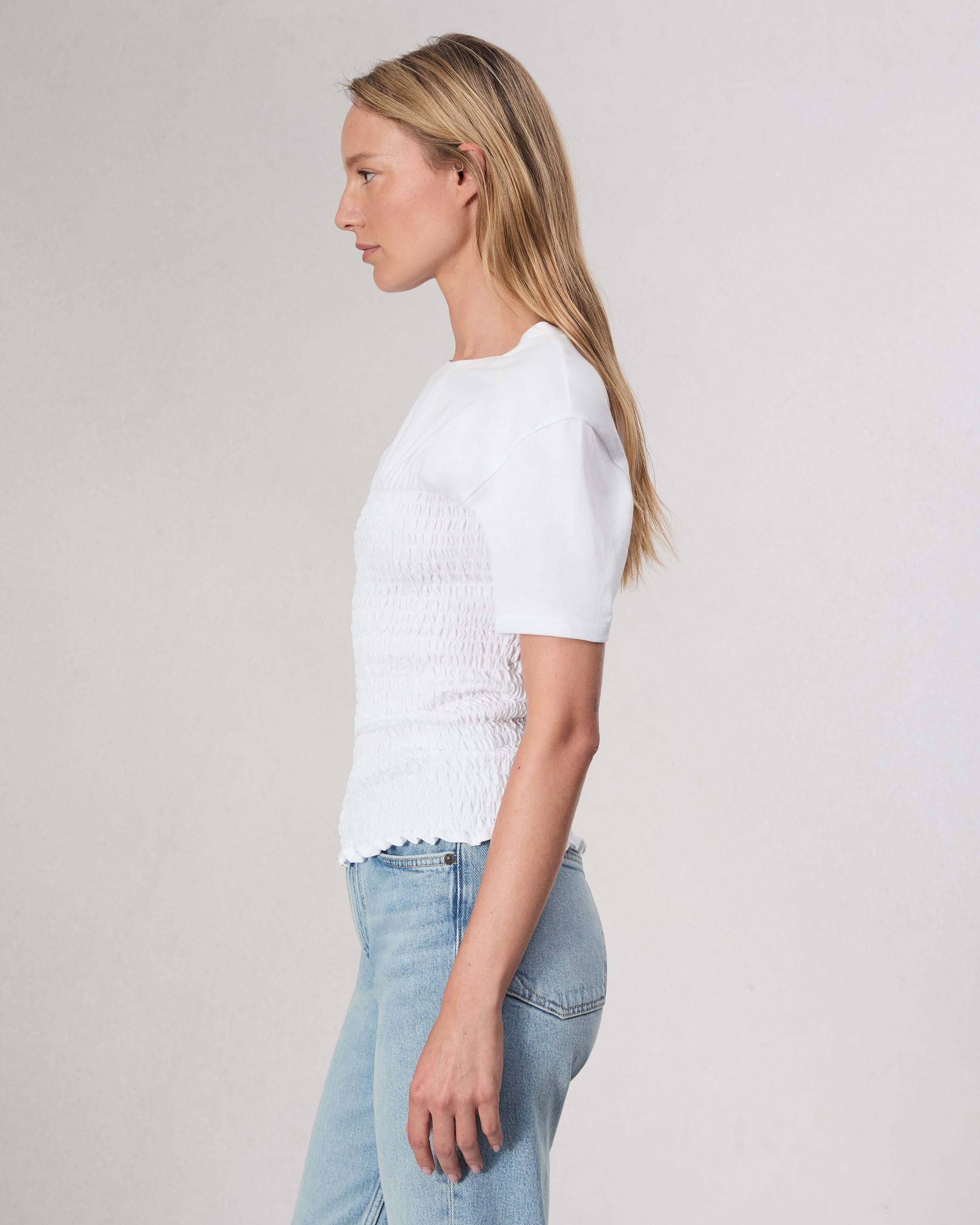 Smocked Cotton Tee - 4