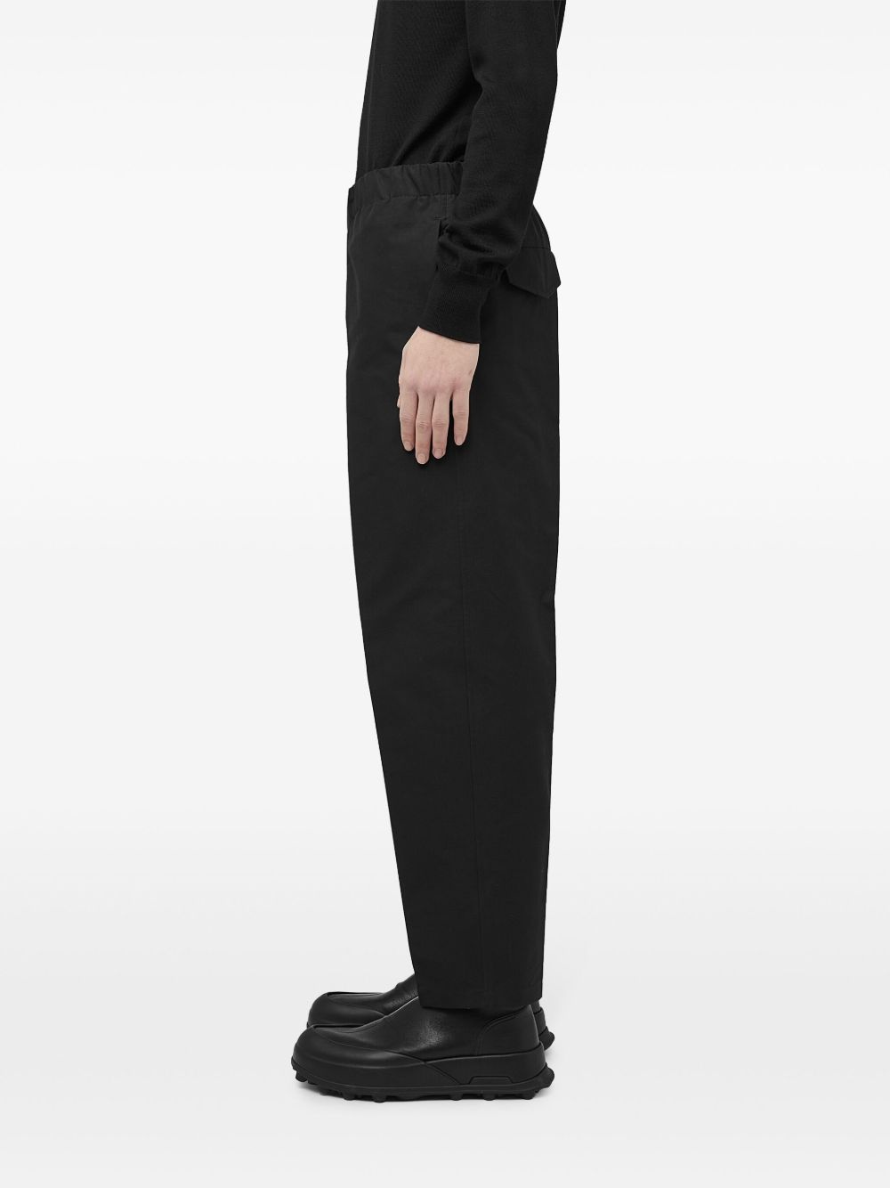 elasticated-waistband cotton trousers - 3