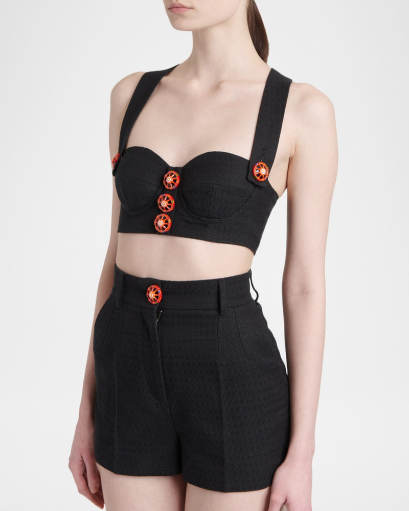 Carretto-Button Crop Bustier Top 4