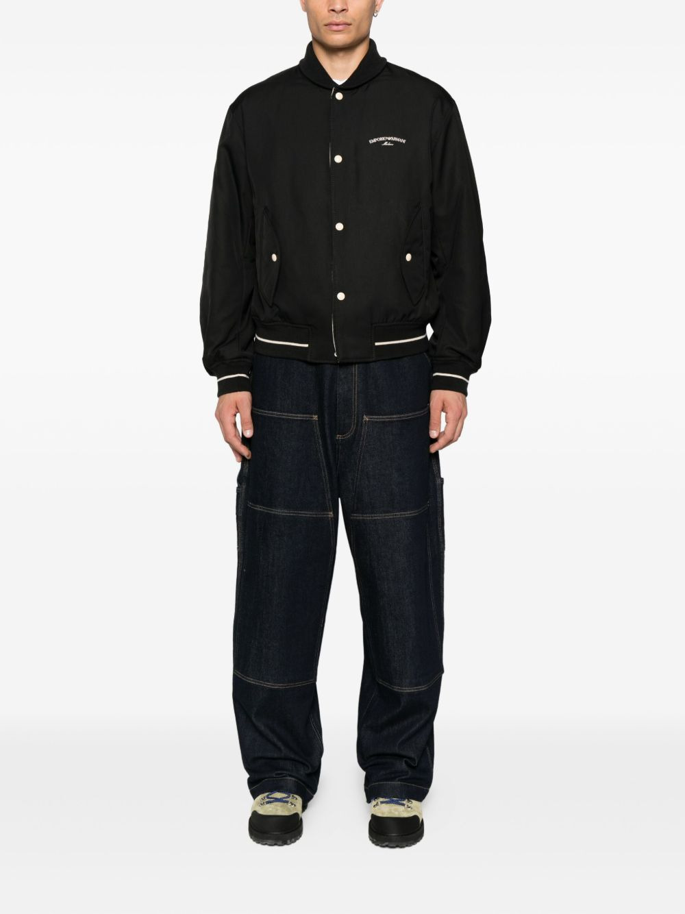 logo-embroidered bomber jacket - 2