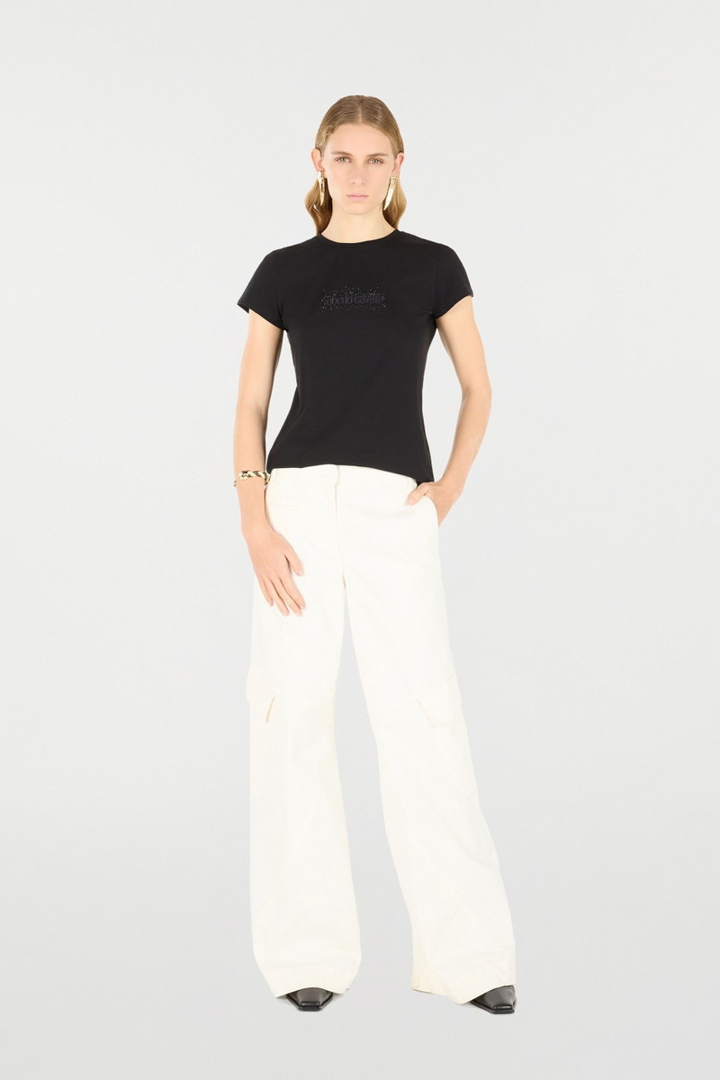 Roberto Cavalli T-Shirt With Logo And Rhinestones outlook