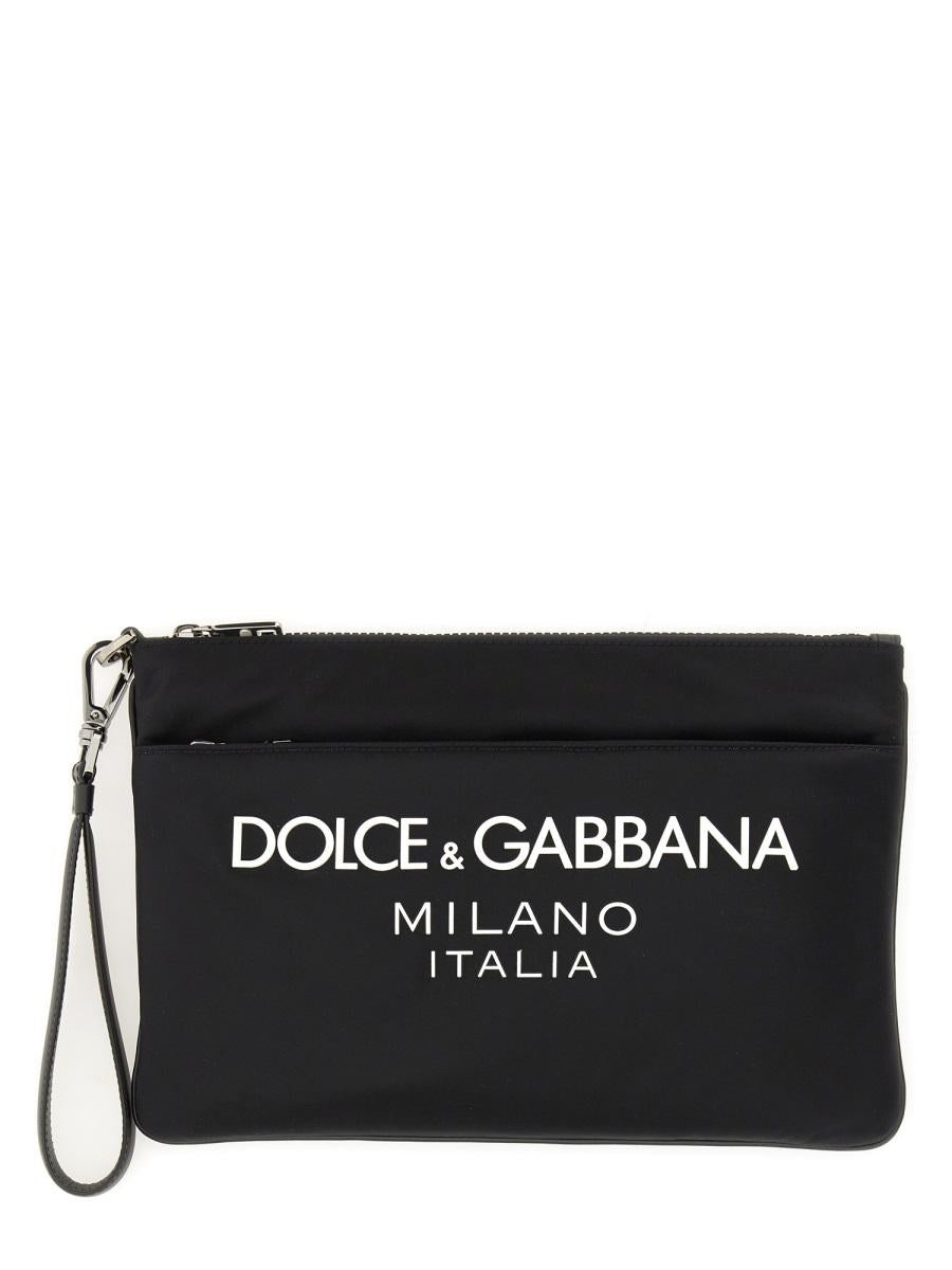DOLCE & GABBANA POUCH WITH RUBBERIZED LOGO - 1