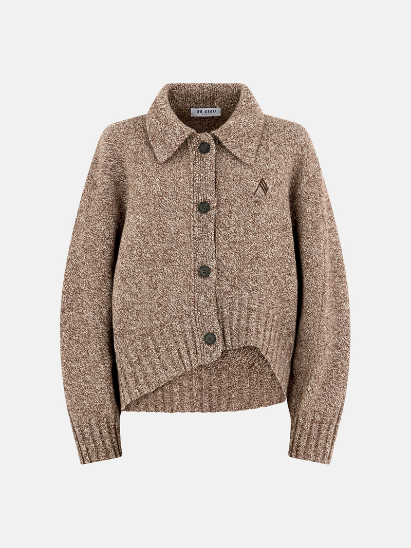 DARK BROWN AND WHITE CARDIGAN 1