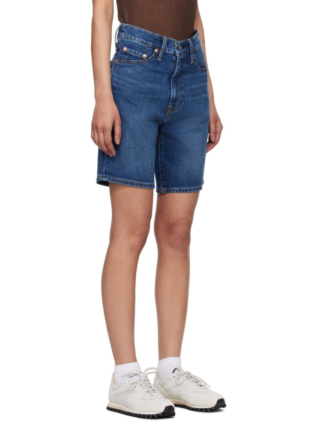 Blue Ribcage Bermuda Denim Shorts - 2