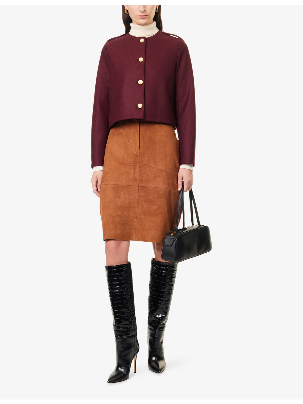 Uncollared Lightweight Pressed Wool Jacket - 2
