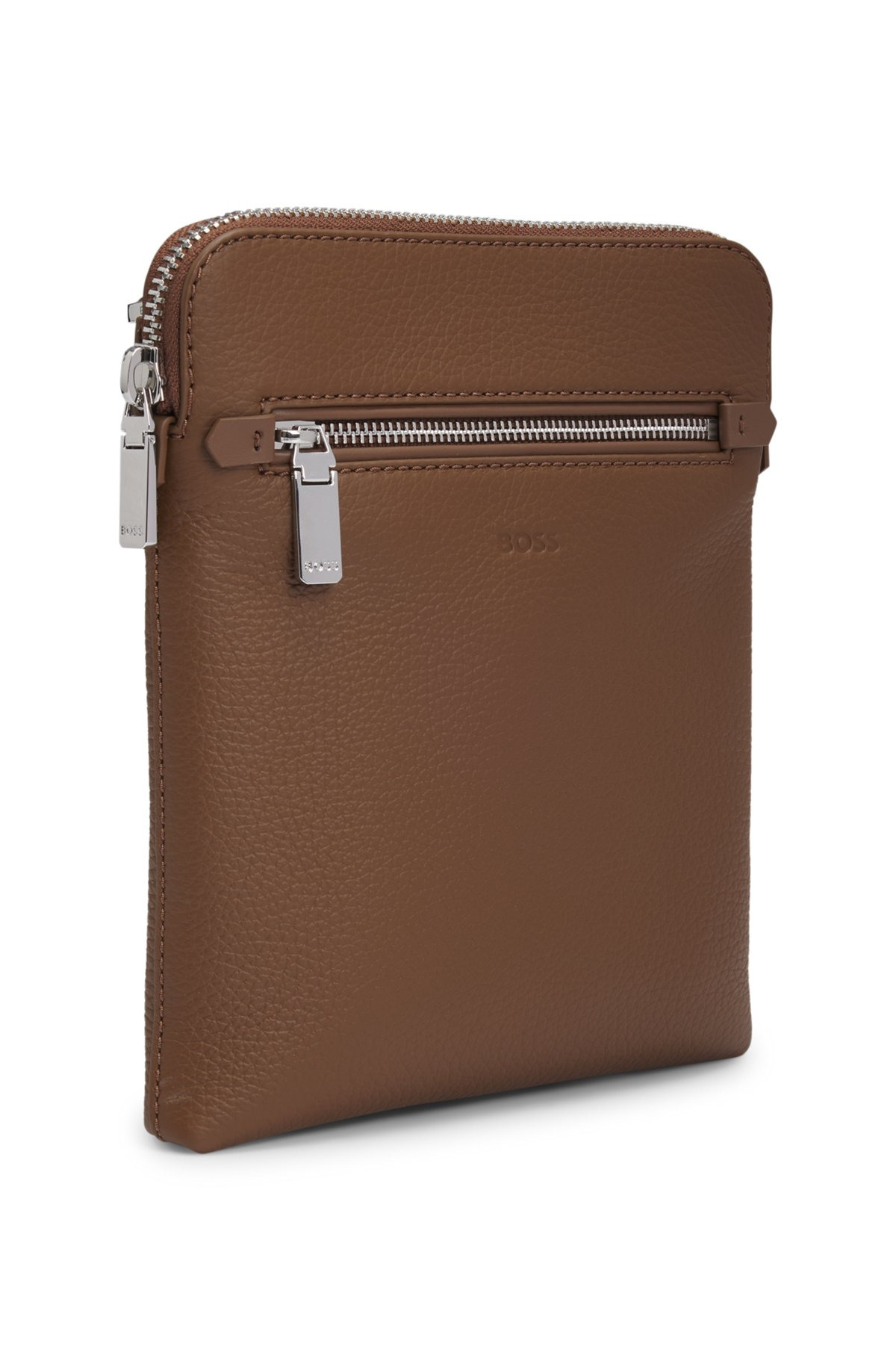 ENVELOPE BAG IN GRAINED ITALIAN LEATHER WITH EMBOSSED LOGO - 5