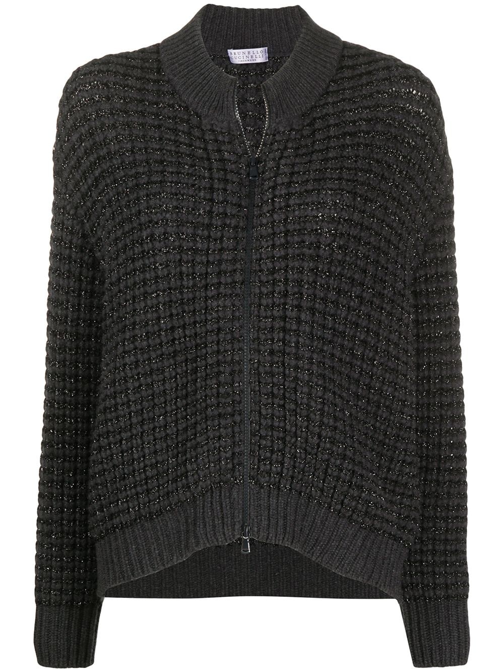 metallic textured-knit jumper - 1