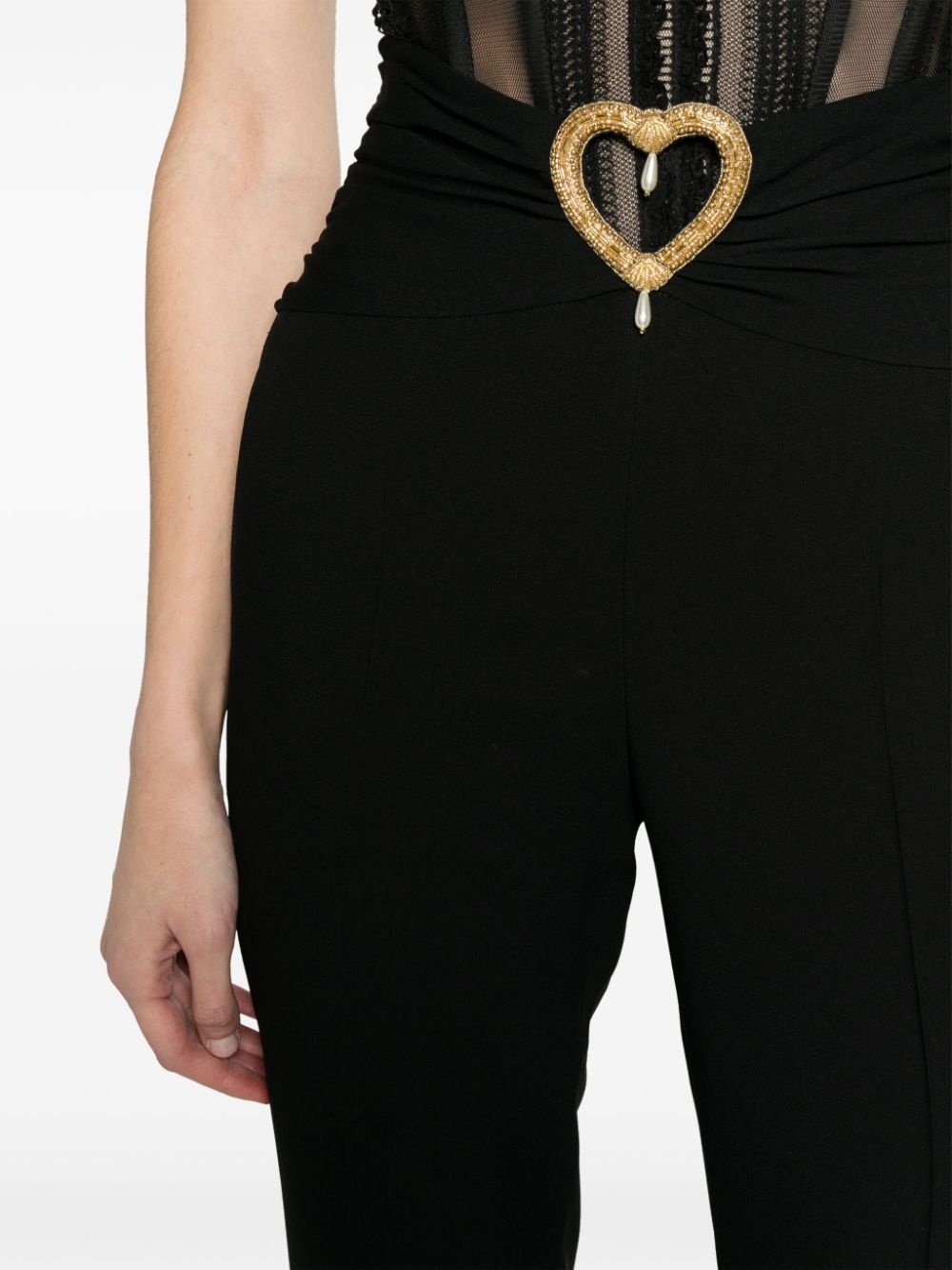 heart cut-out tailored trousers - 5