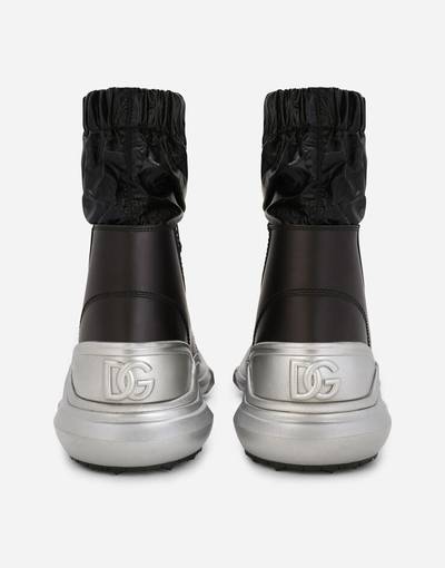 Dolce & Gabbana Rubberized calfskin ankle boots with laminated fabric sock outlook