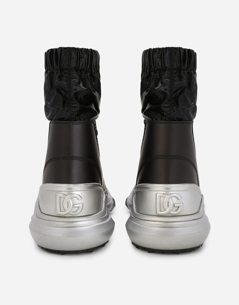 Dolce & Gabbana Rubberized calfskin ankle boots with laminated fabric sock outlook