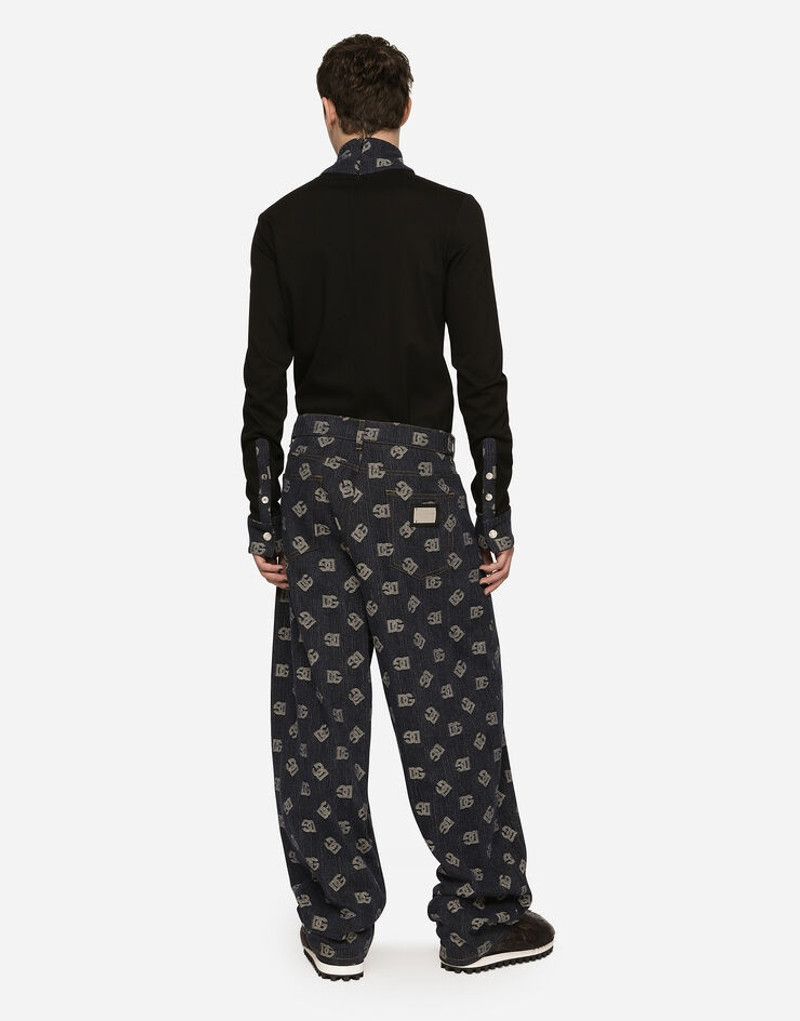 Stretch cotton jacquard pants with DG logo 3