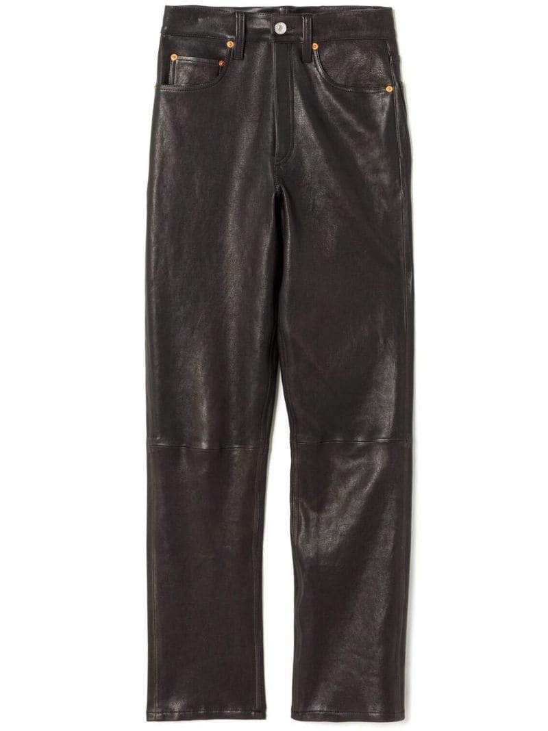 70s leather straight-leg trousers - 1