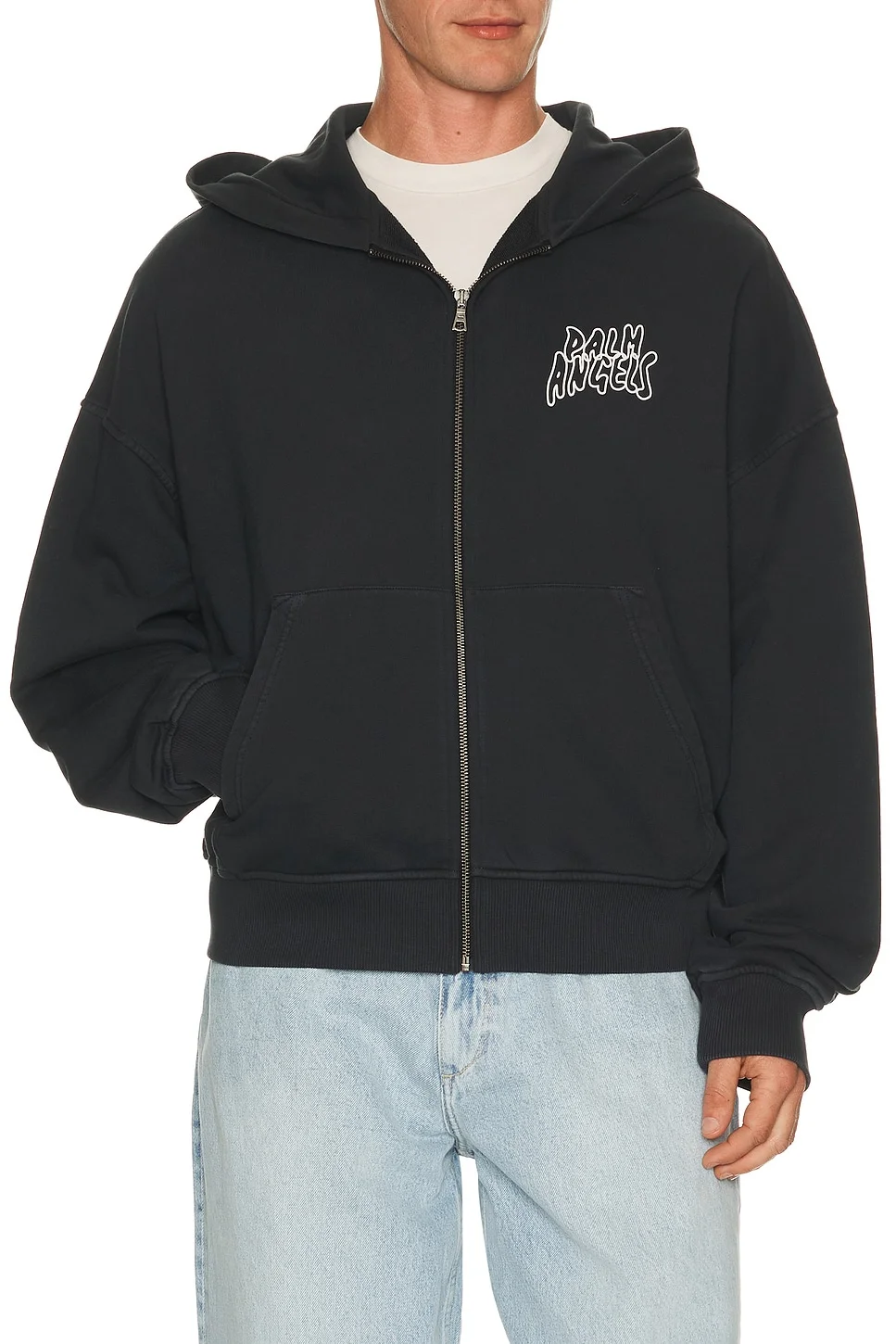 Palm Leaf Zipped Loose Hoodie - 1