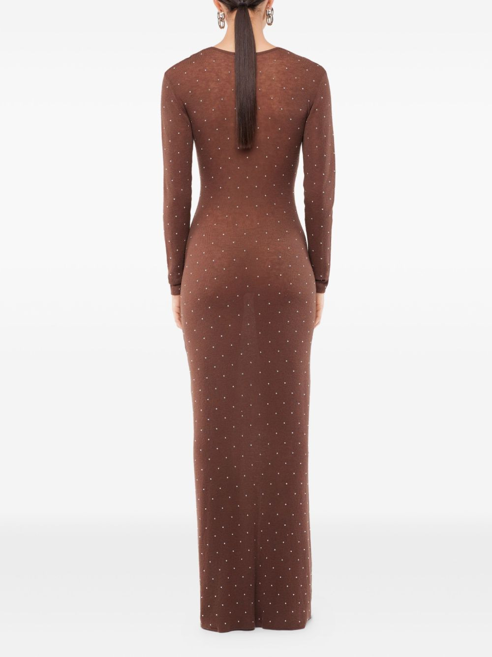 embellished long-sleeved maxi dress - 3