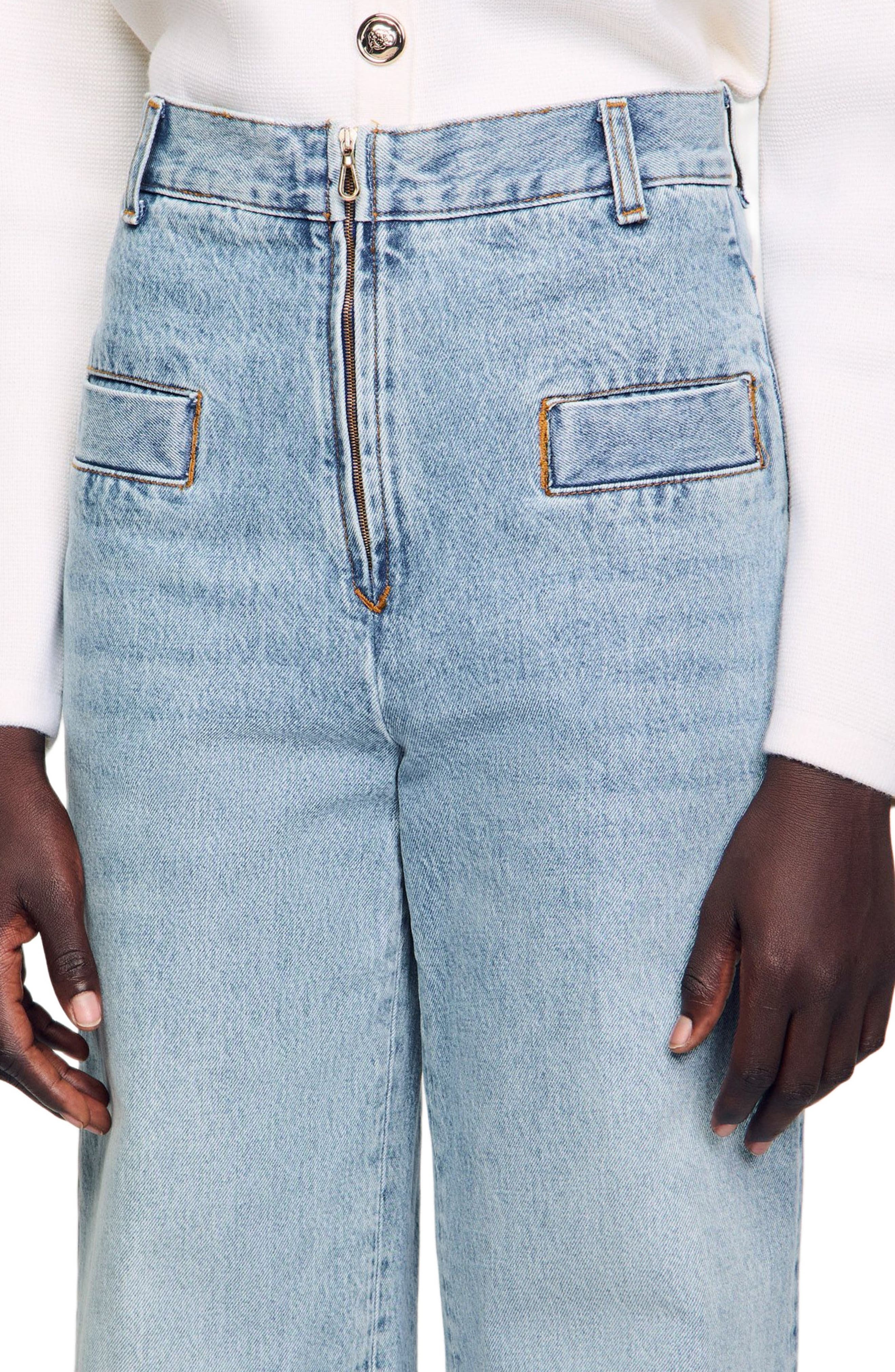 SANDRO Wide-leg jeans in Blue Jean at Nordstrom - 4