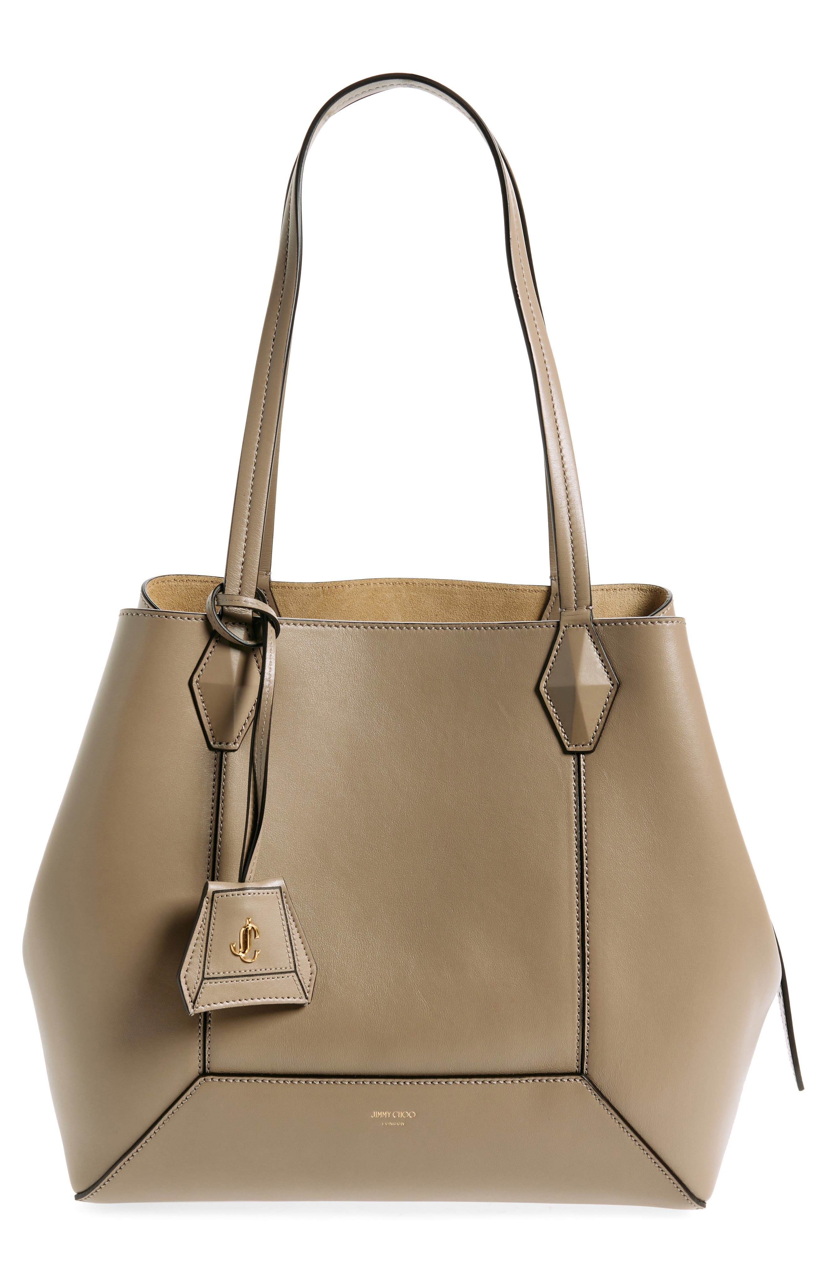 Jimmy Choo Medium Diamond Leather Tote in Taupe at Nordstrom - 1