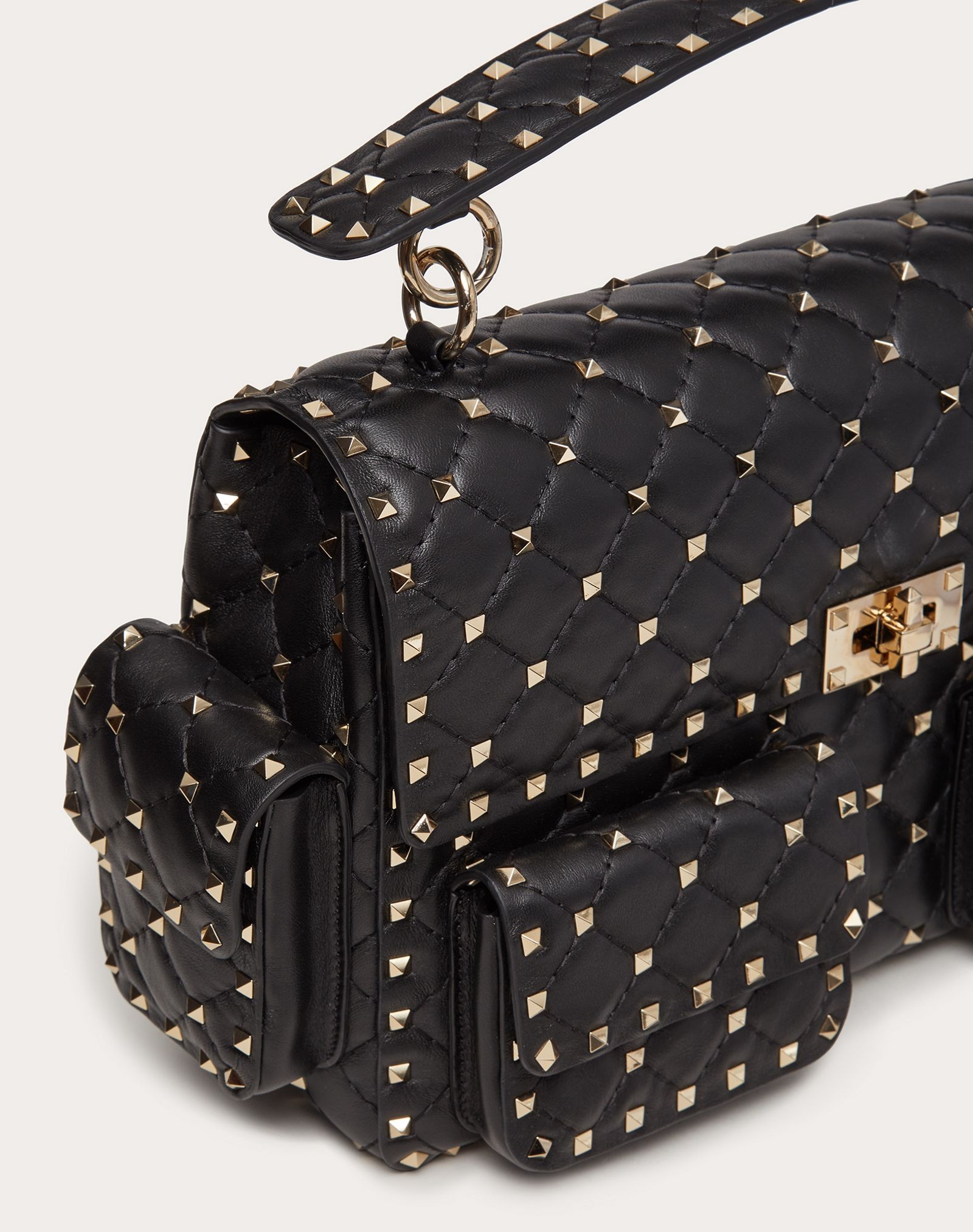 Rockstud Spike Nappa Bag with Pockets - 5