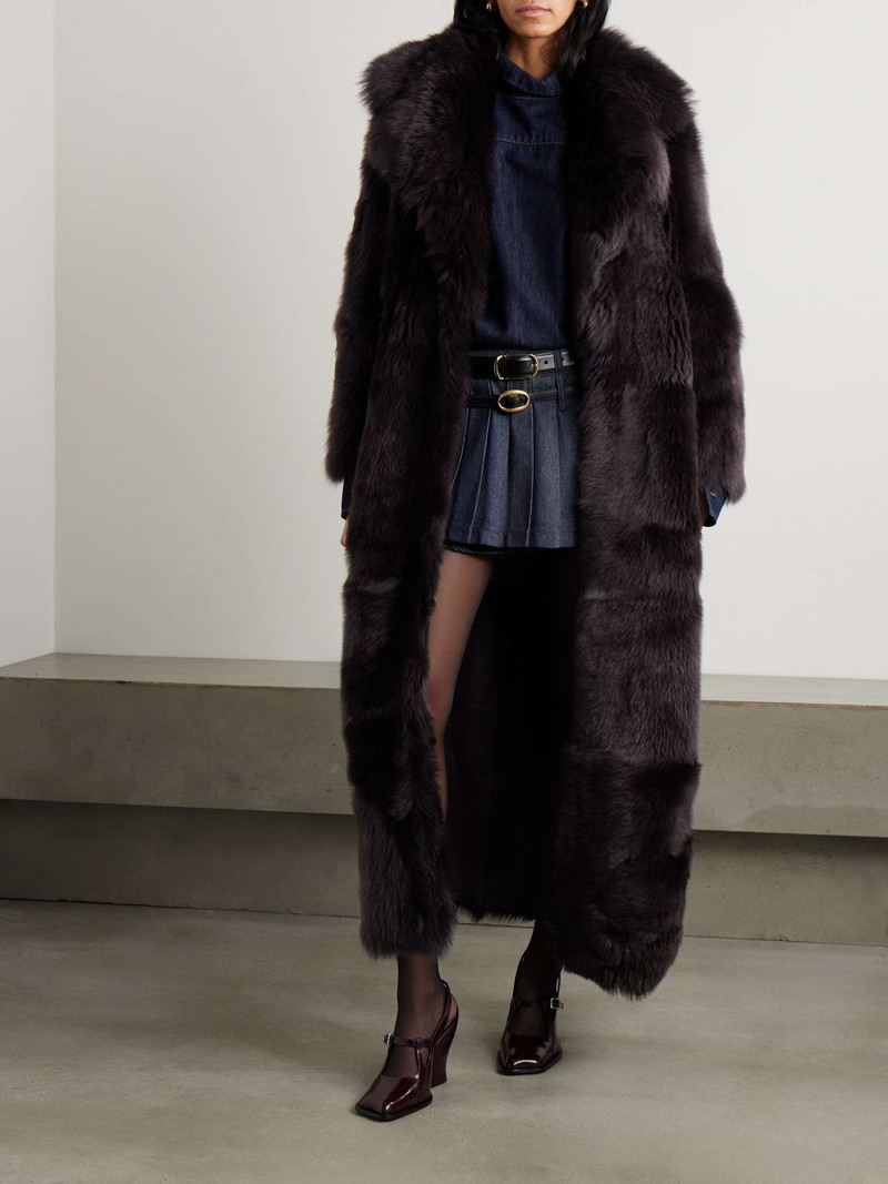 NOUR HAMMOUR Evita shearling coat Chocolate outlook