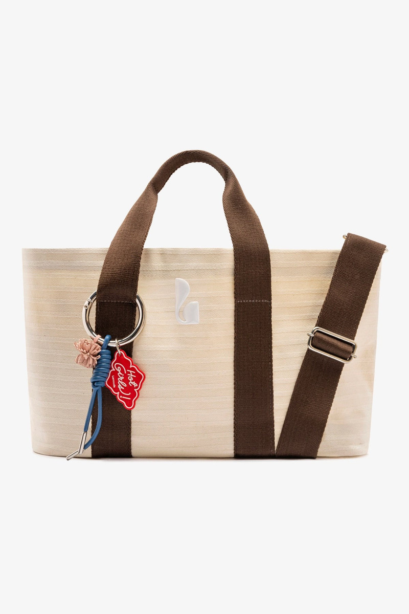 Americana Tote Bag In Ivory Awning Stripe 1