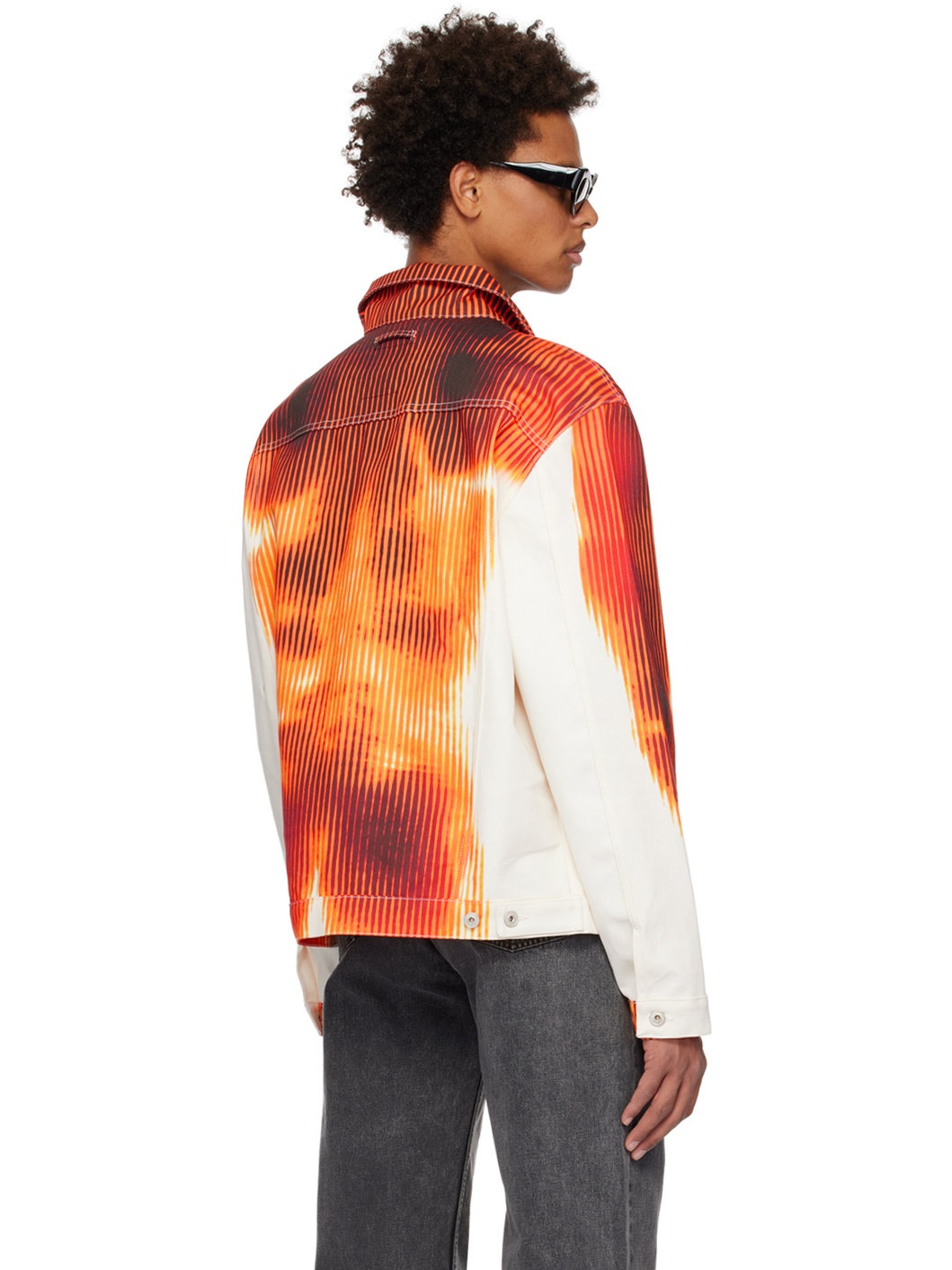 SSENSE Exclusive White & Orange Jean Paul Gaultier Edition Denim Jacket - 3