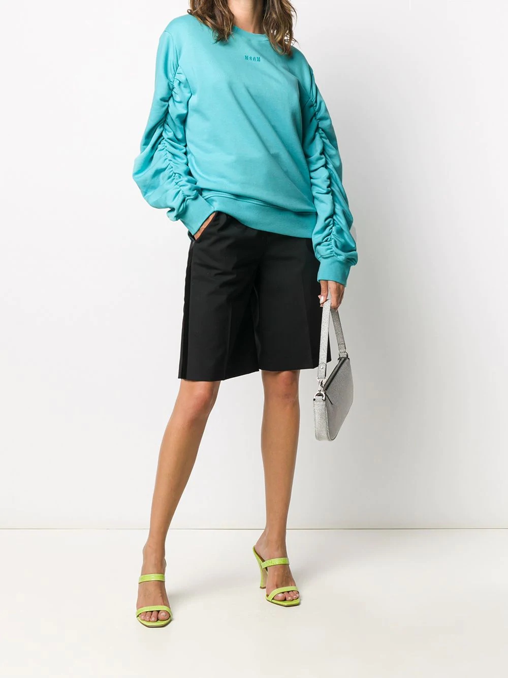 ruched-sleeve sweatshirt - 2