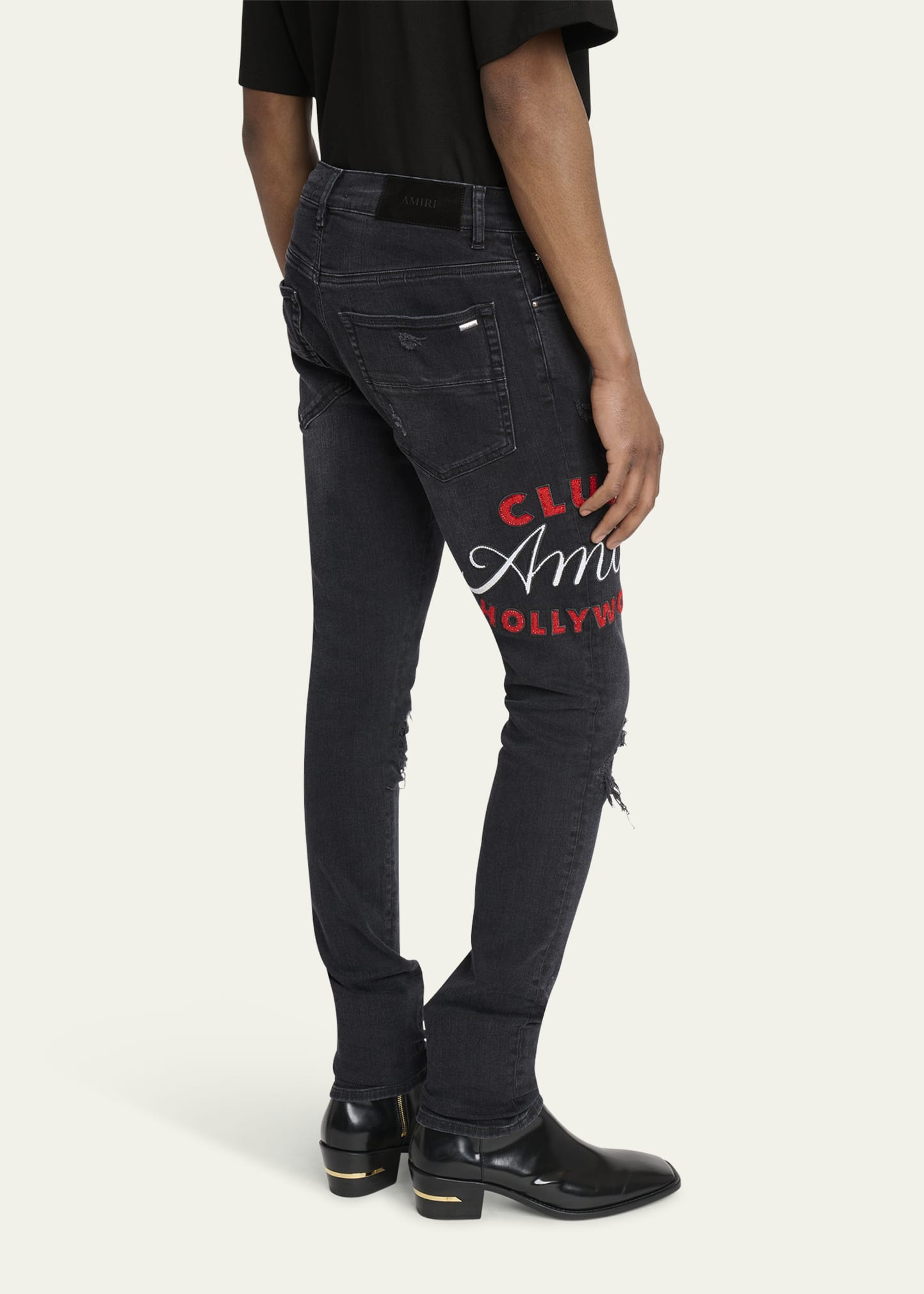 Men's D-Club Applique Distressed Skinny Jeans - 3