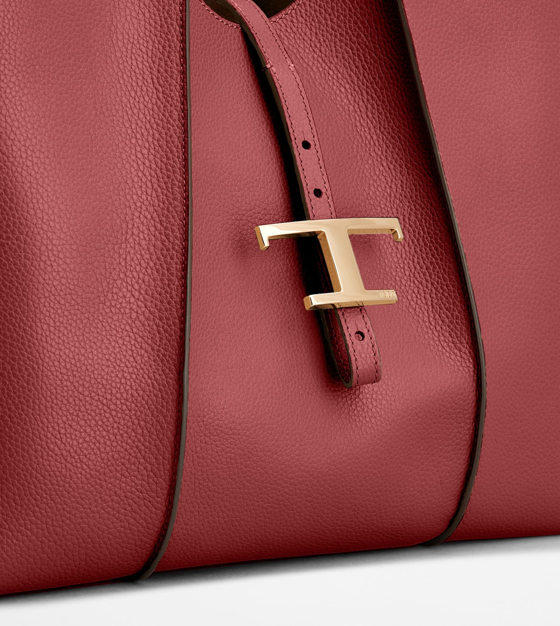 T TIMELESS SHOPPING BAG IN LEATHER SMALL - RED - 5