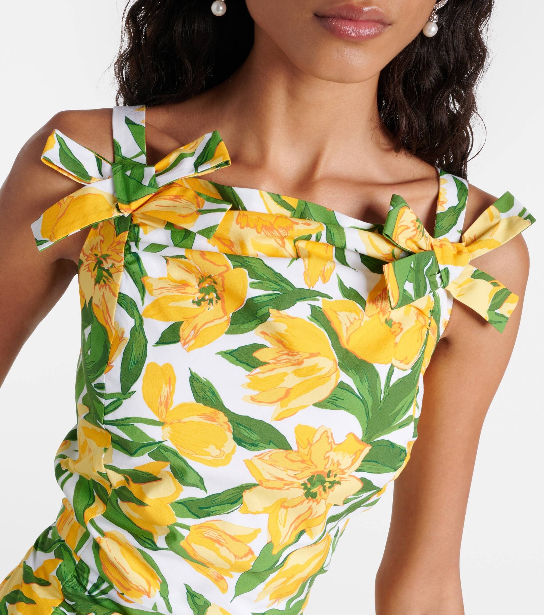 Floral ruched poplin midi dress - 4