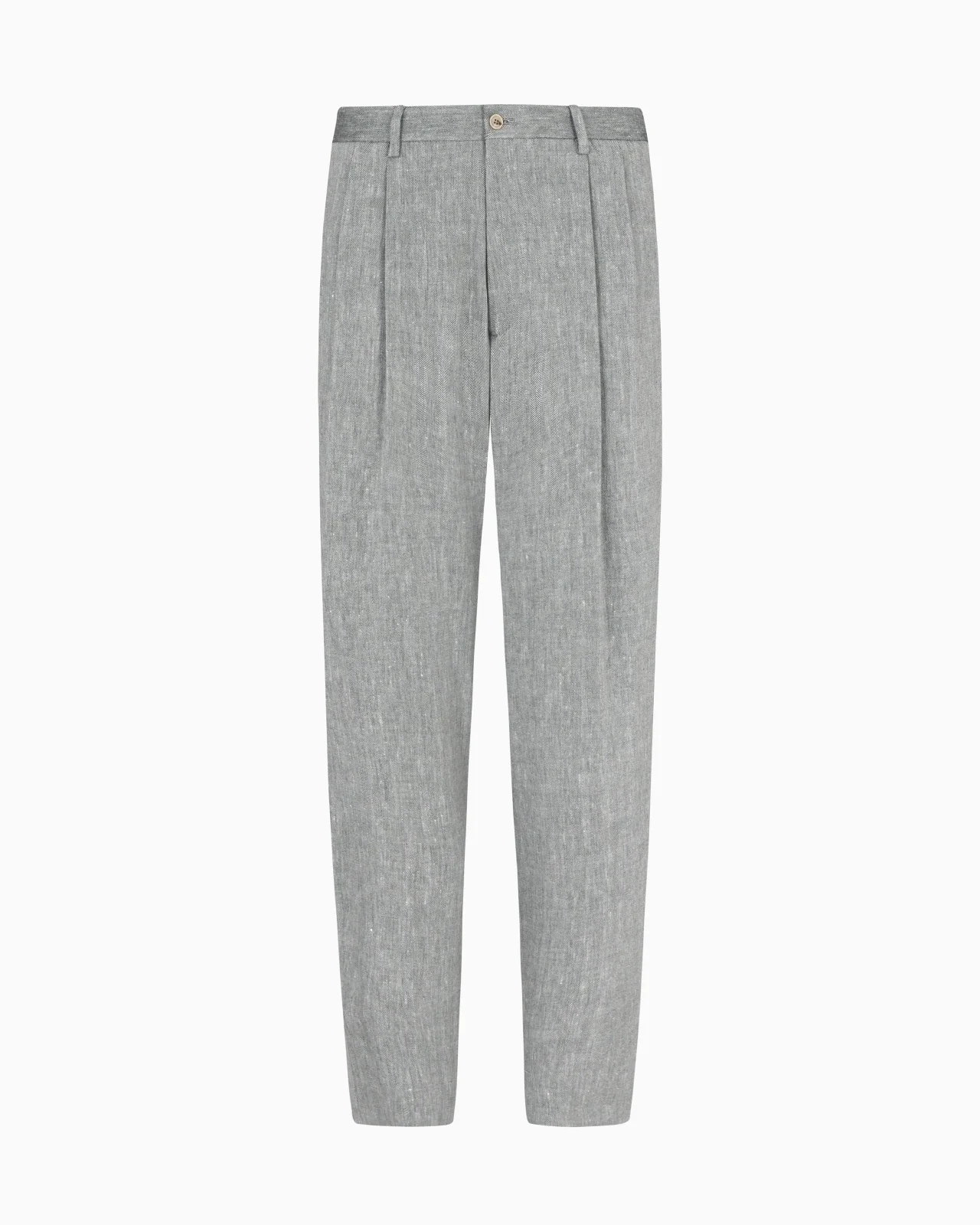 DOUBLE-PLEAT TROUSERS IN CHEVRON LINEN AND VIRGIN WOOL - 1