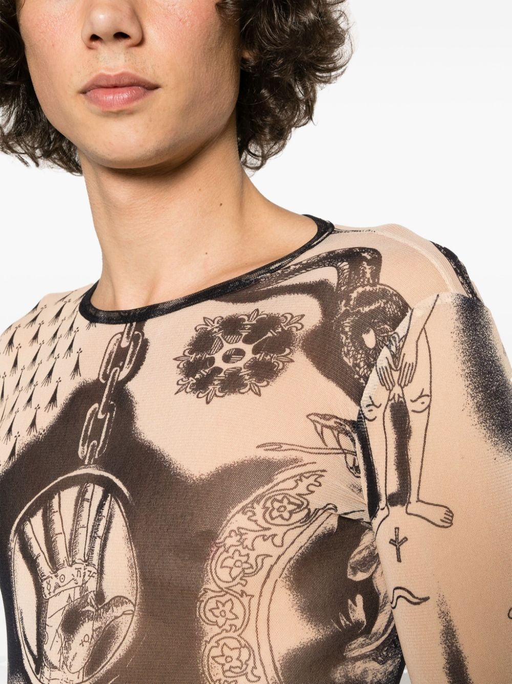 Tattoo-print mesh top - 6