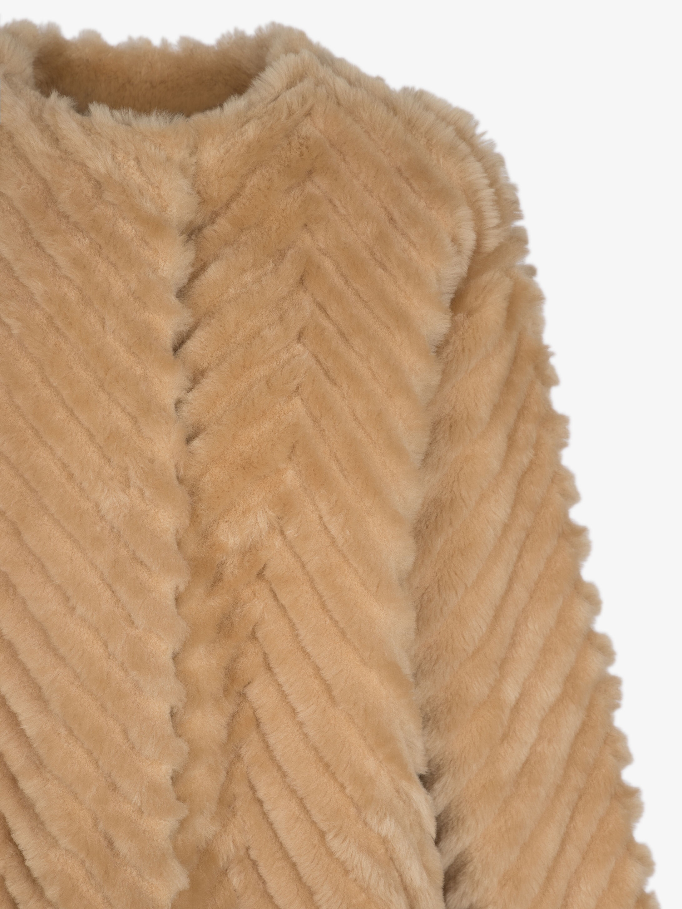 Shearling coat with chevron - 6