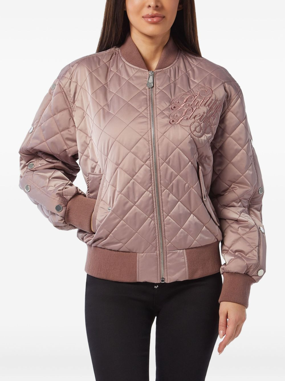 quilted embroidered bomber jacket - 2