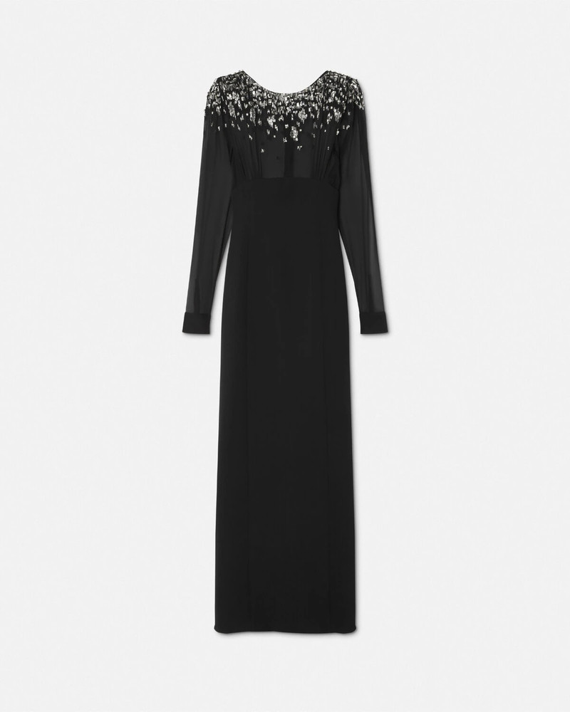 Embellished Boat-Neck Silk Cady Gown 1