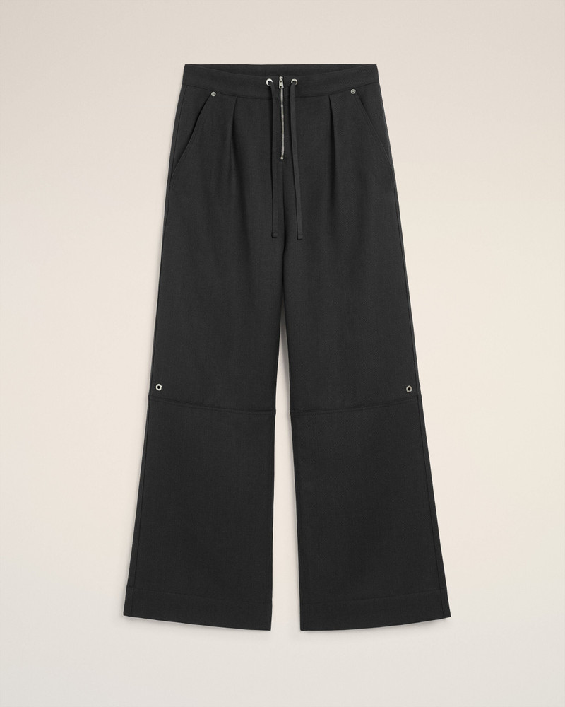 BLACK WOOL ZIPPED TROUSERS 1