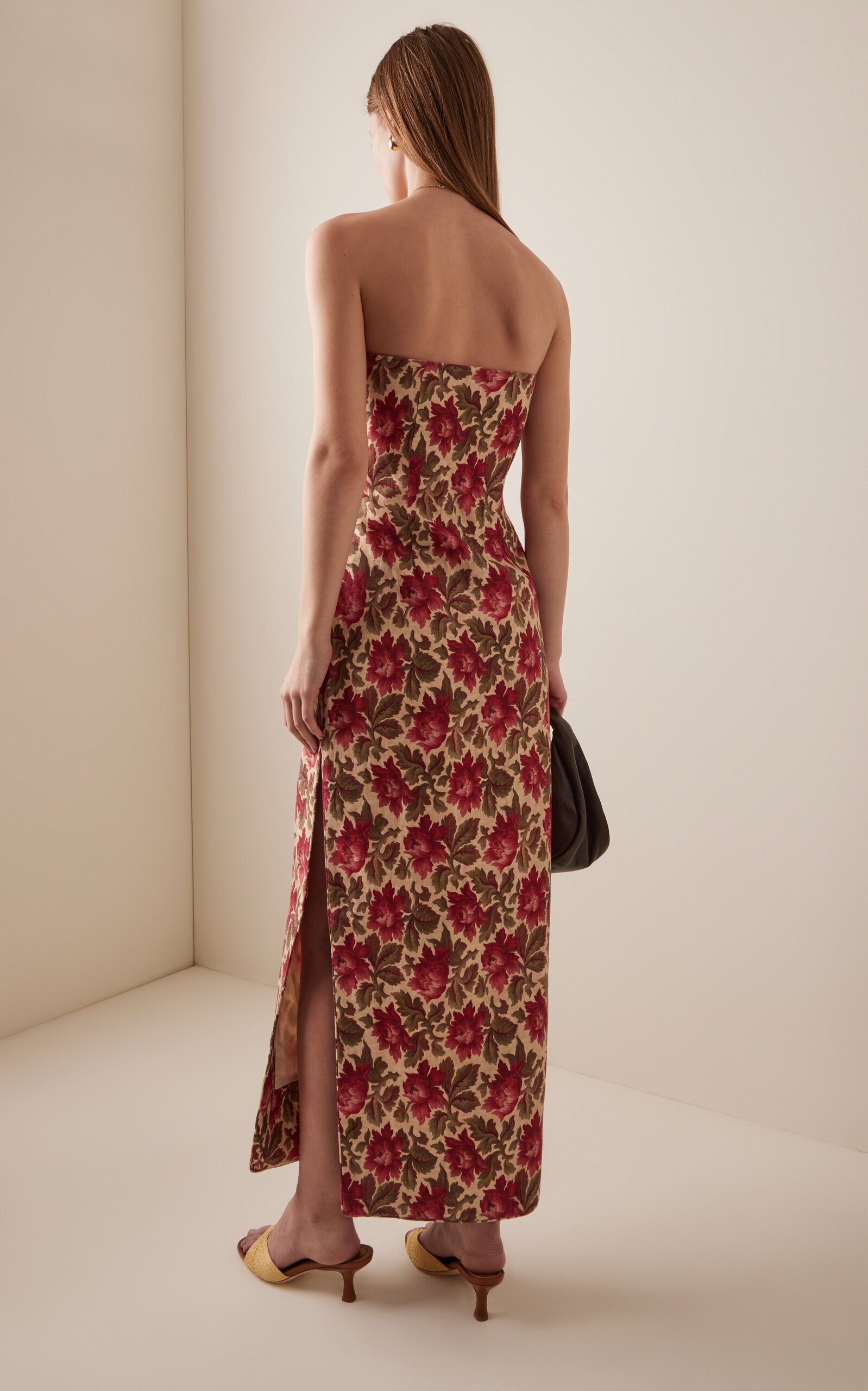 Rosalie Strapless Floral Linen Maxi Dress floral - 4