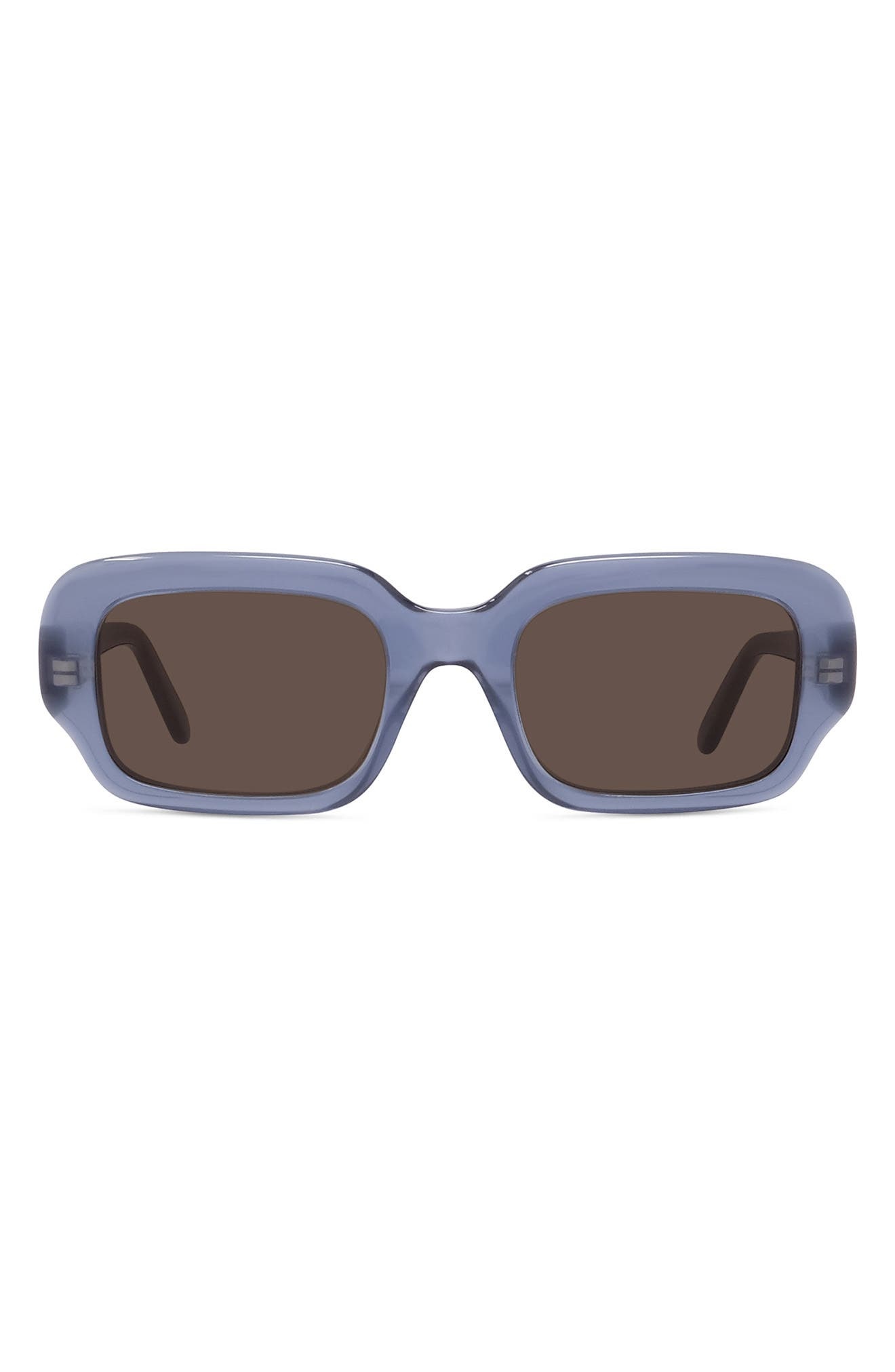 Loewe 51mm Rectangular Sunglasses in Shiny Light Blue /Brown at Nordstrom - 1