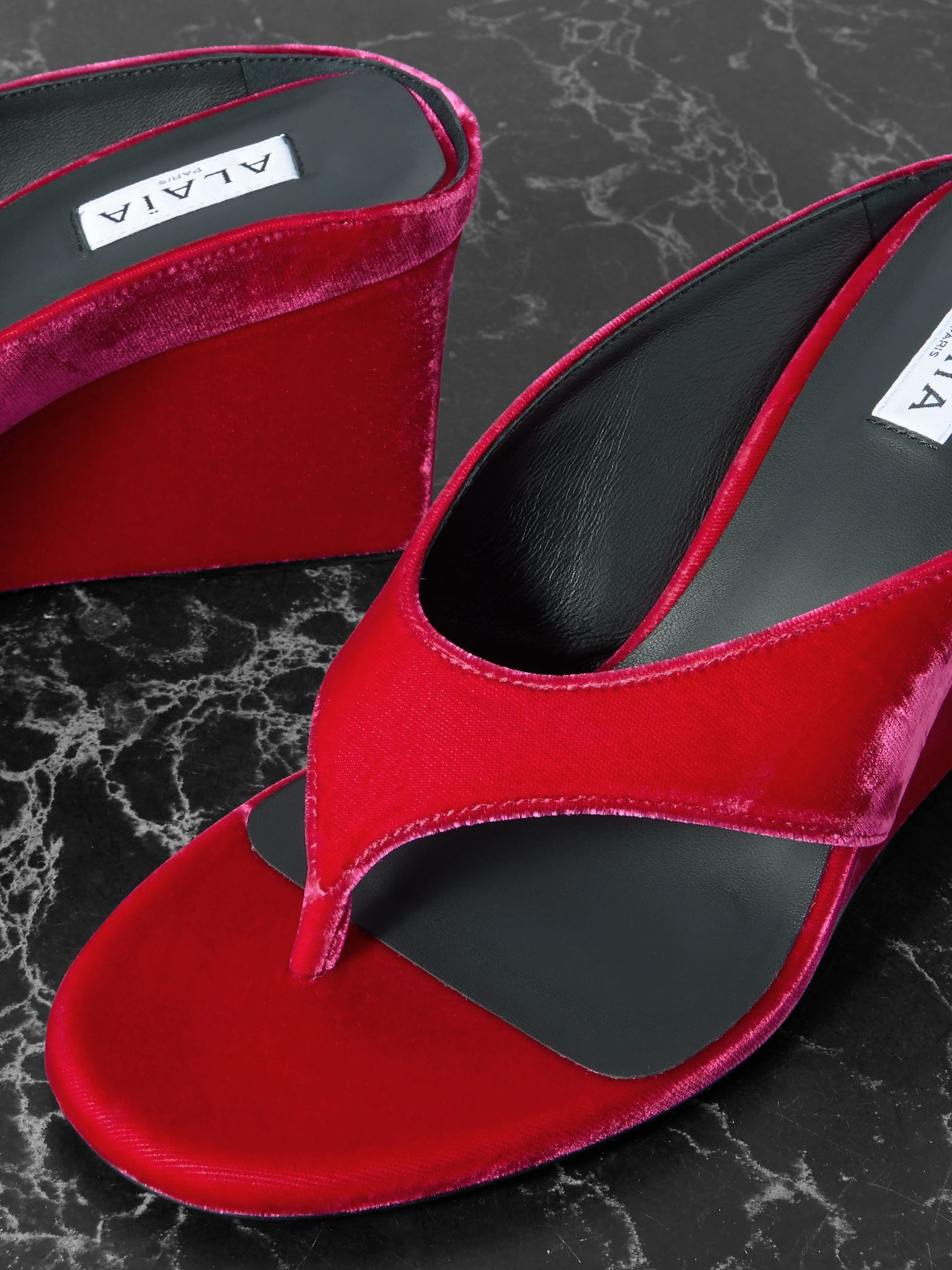 Tong 75 velvet wedge sandals Pink - 4