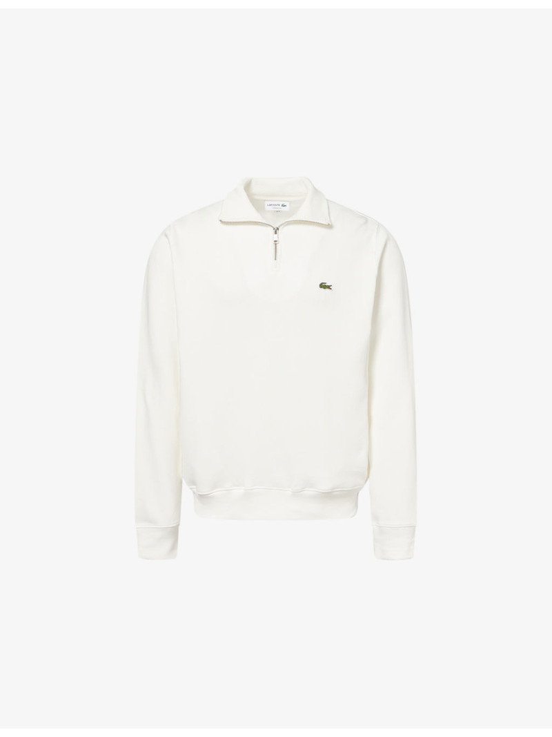 Embroidered-Logo Half-Zip Cotton-Knit Sweatshirt 1