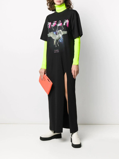 MSGM unicorn-print split-hem T-shirt maxi dress outlook