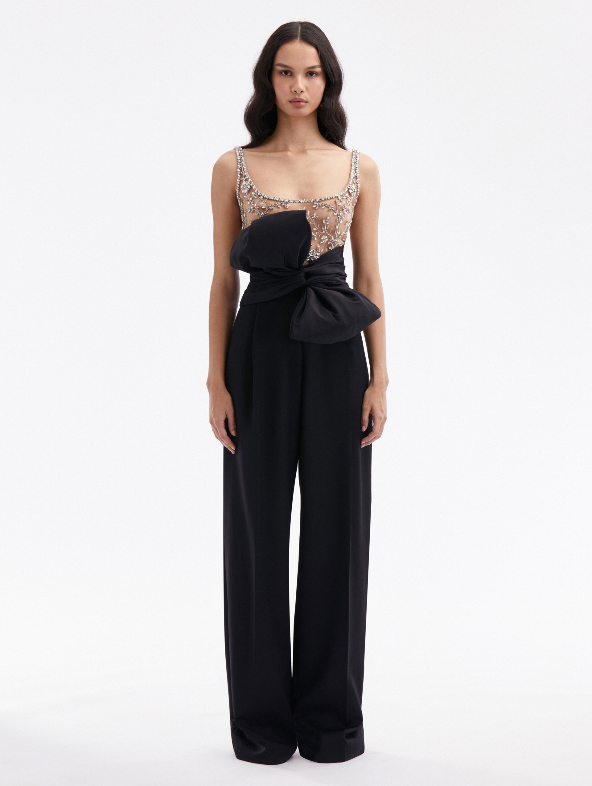 CRYSTAL EMBROIDERED FAILLE TOP - 2