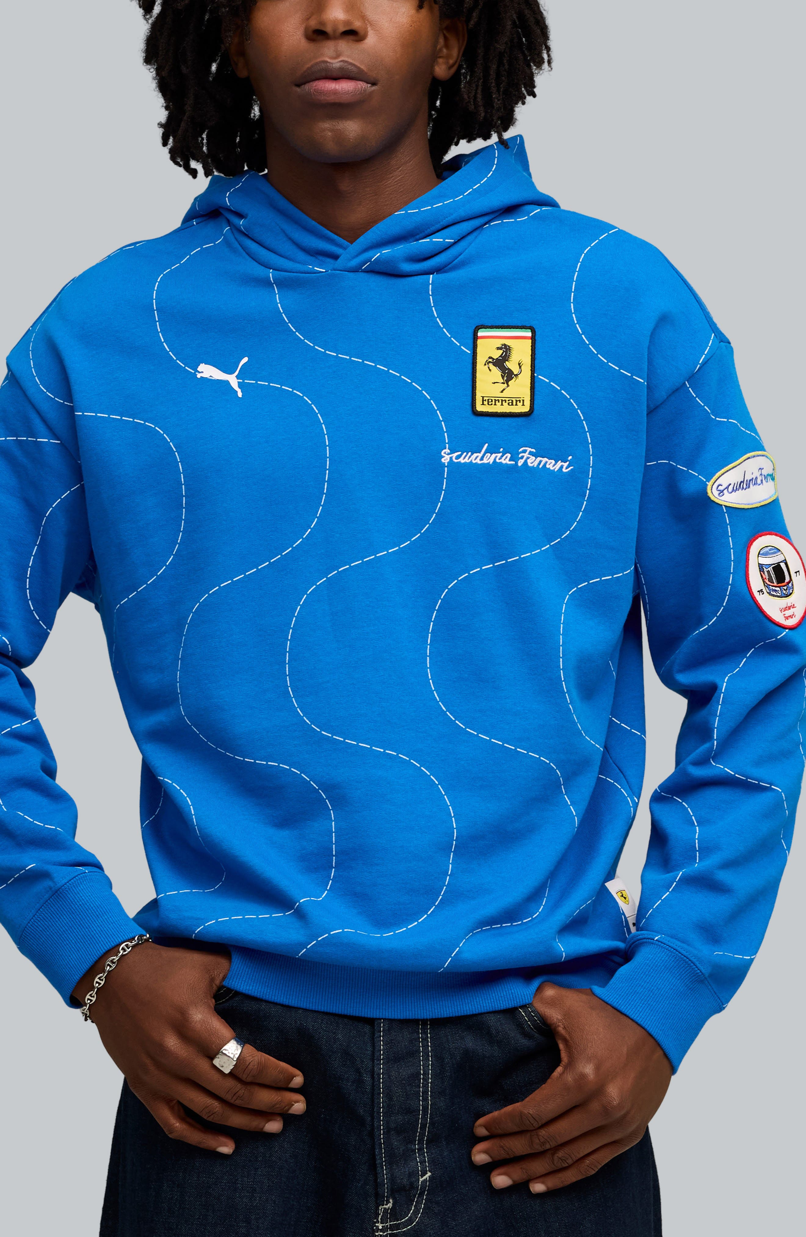 PUMA x Scuderia Ferrari Monza Cotton Hoodie in Puma Navy at Nordstrom - 1
